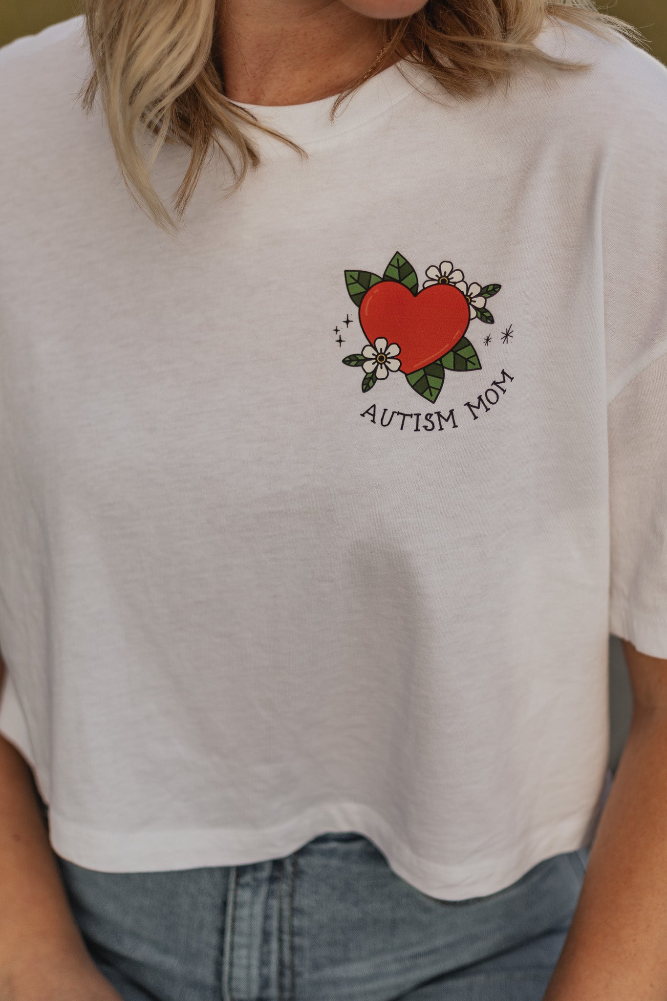 Womens "Autism Mom" Cropped T-Shirt