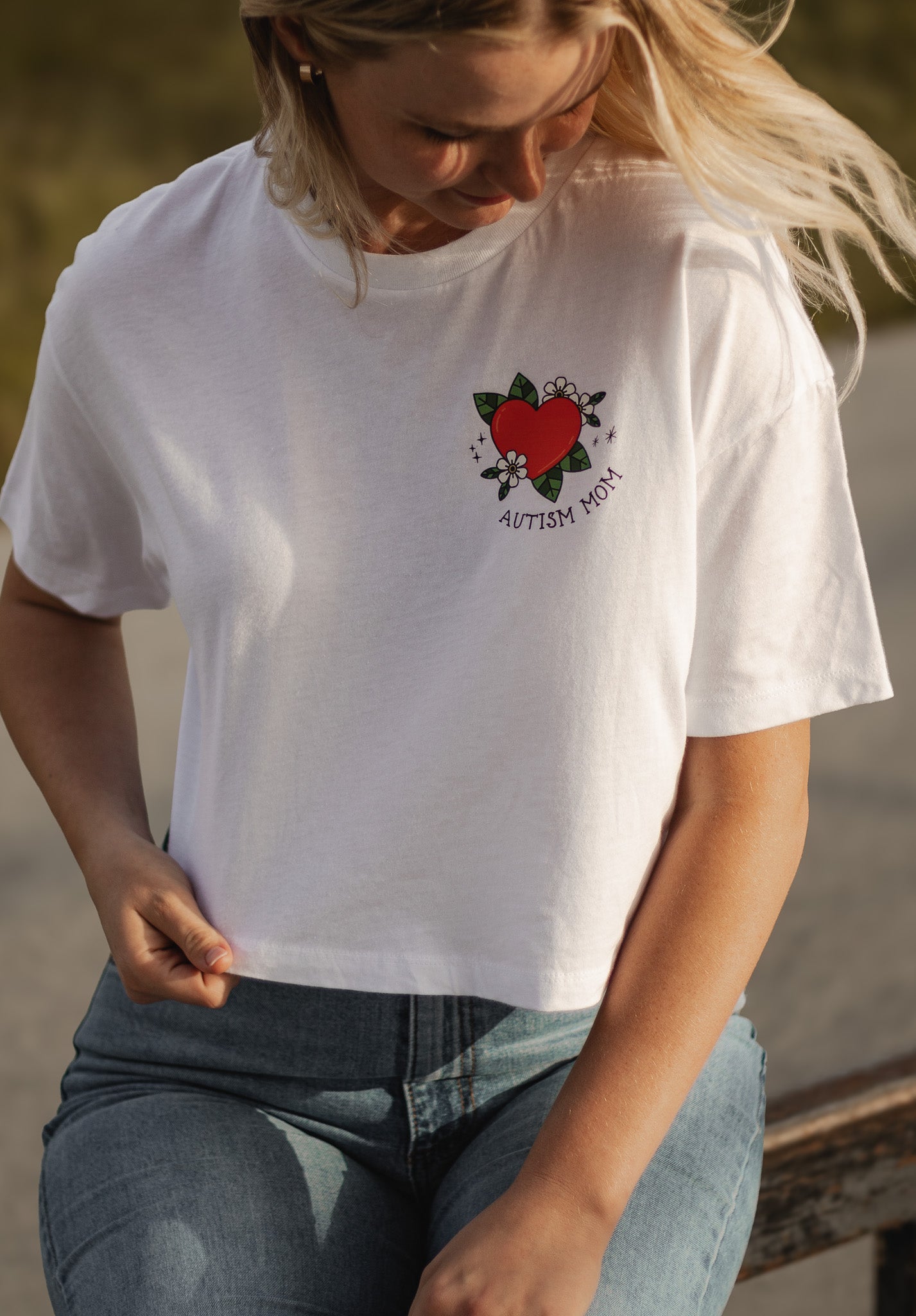 Womens "Autism Mom" Cropped T-Shirt
