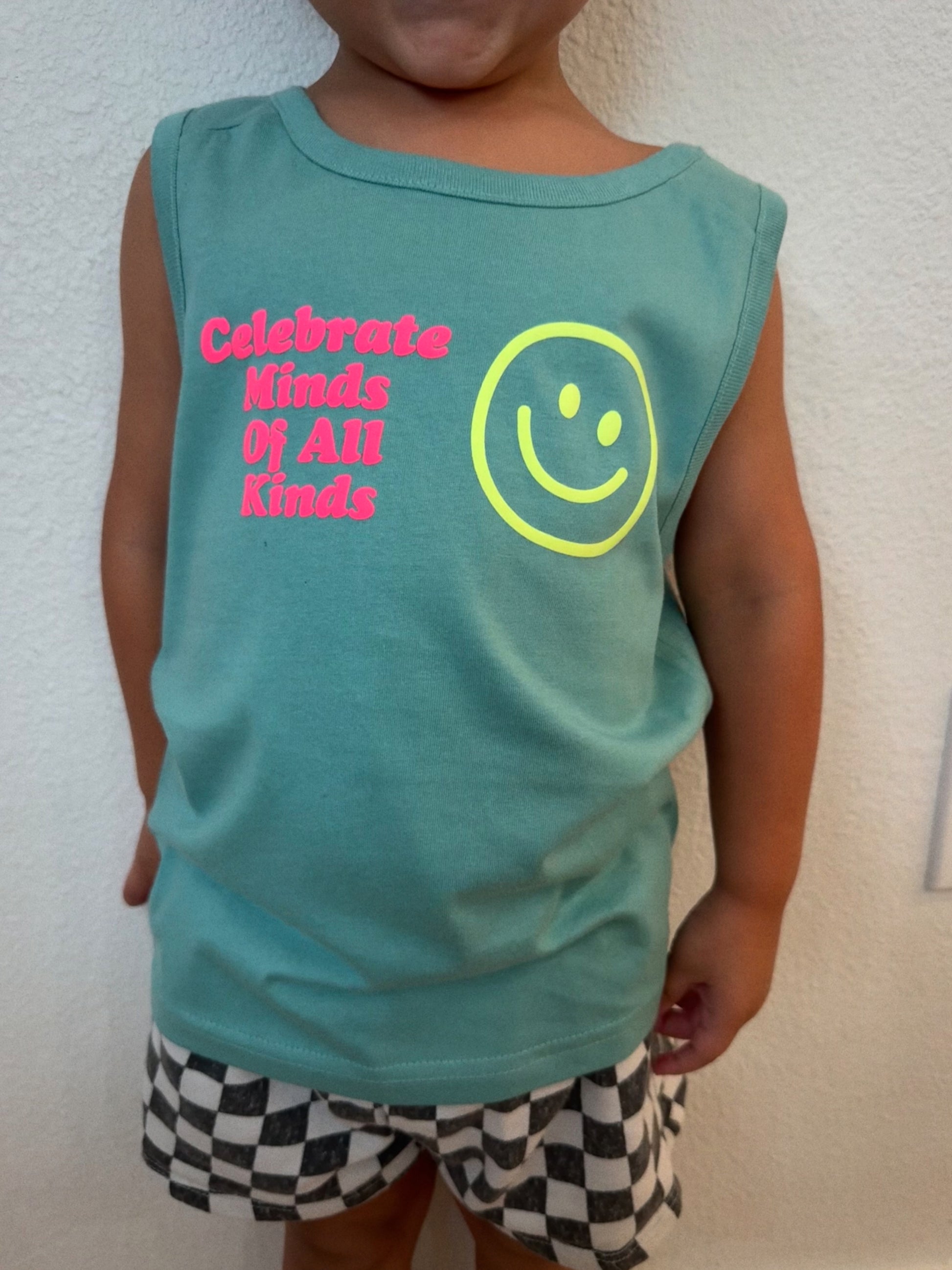 Toddler + Youth "Celebrate Minds Of All Kinds" Puff Print Tank