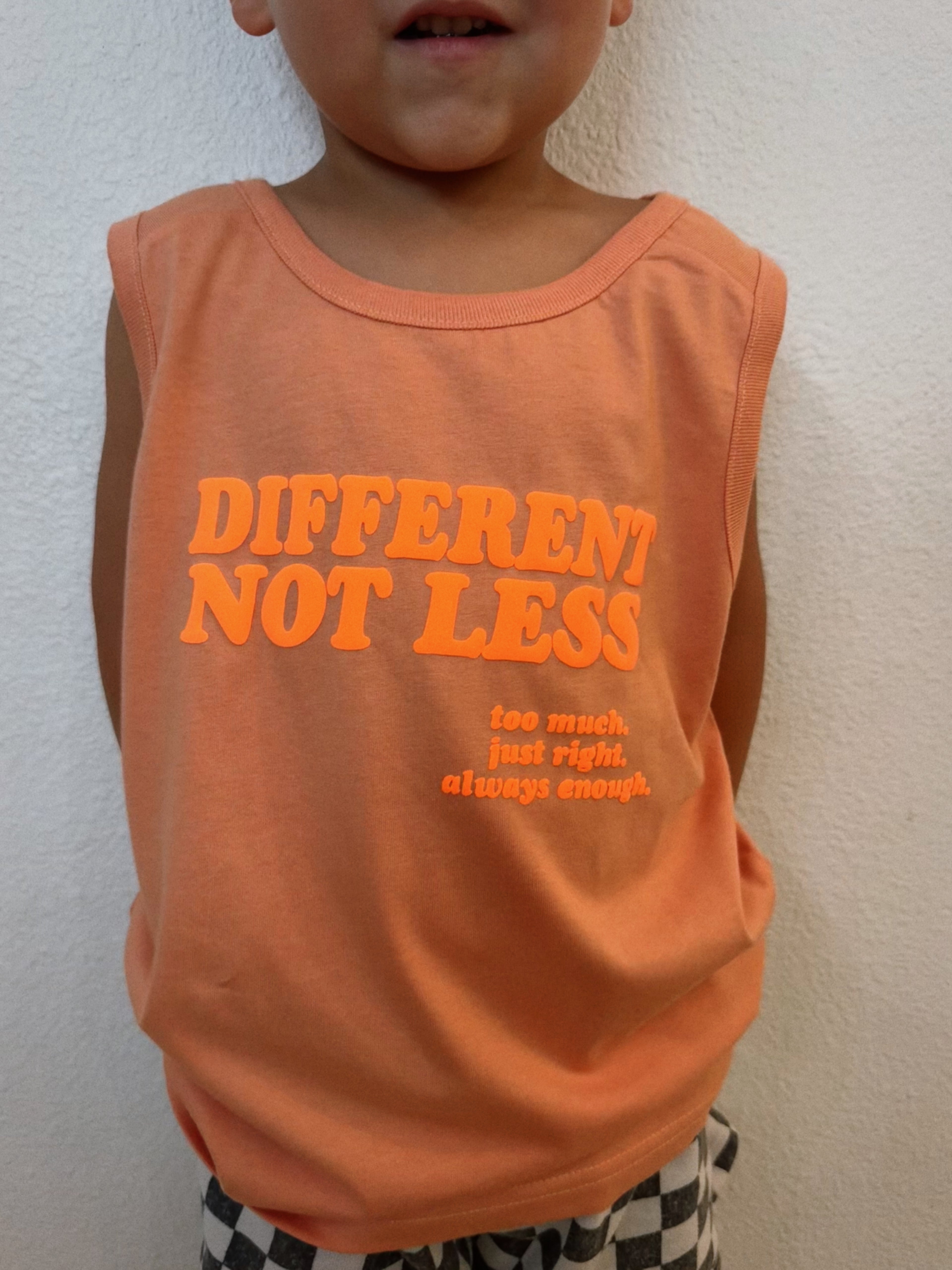Toddler + Youth "Different Not Less" Puff Print Tank
