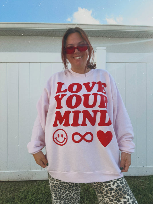 Love Your Mind Puff Print Sweatshirt