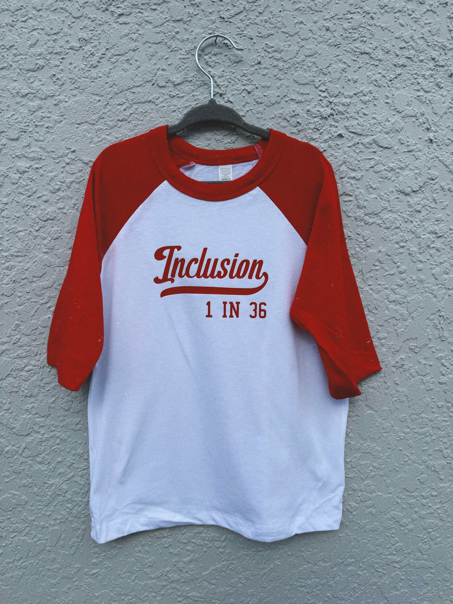 Inclusion 1 in 36 Toddler + Youth 3/4 Sleeve Baseball T-Shirt