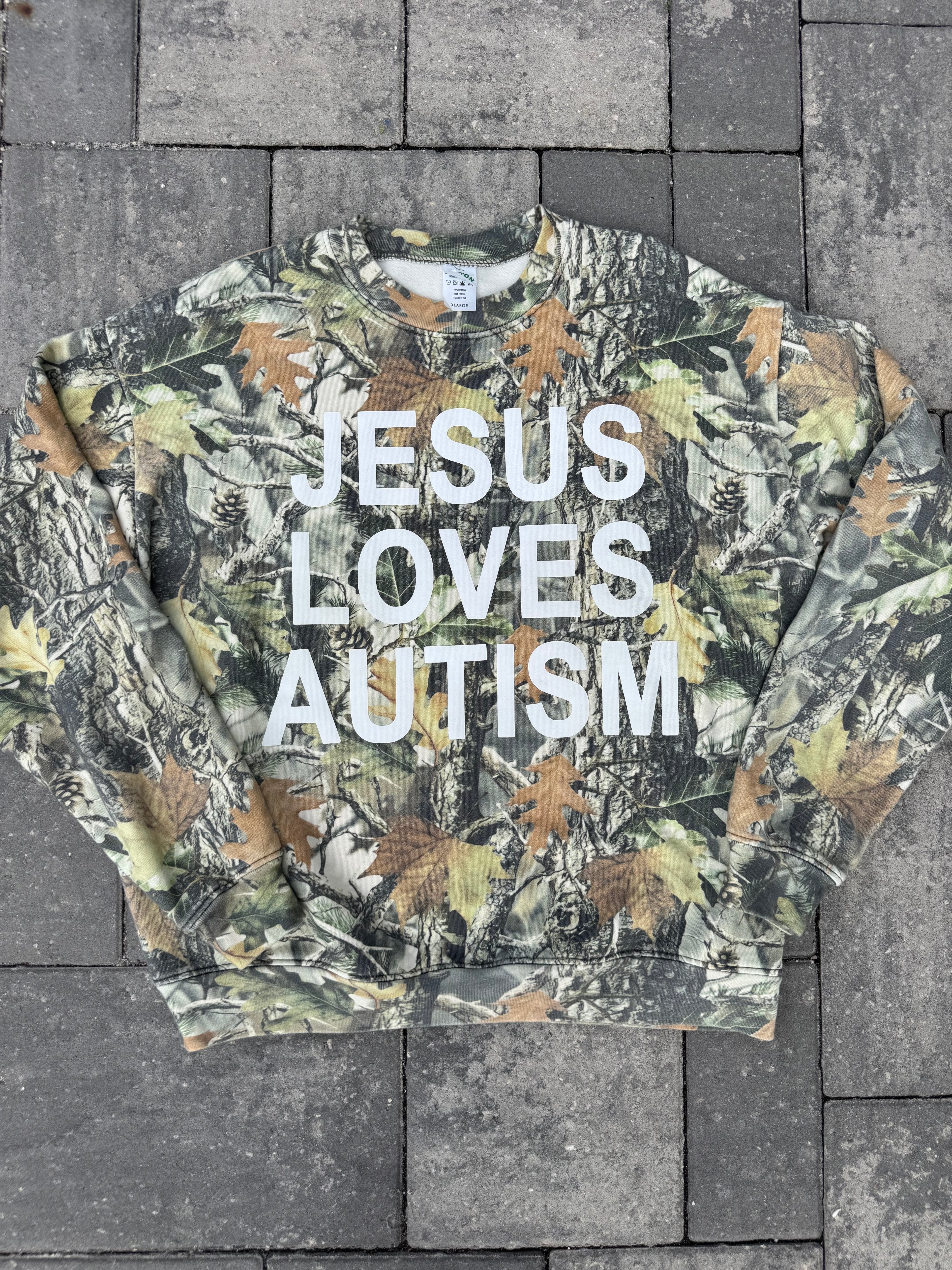 Cotton Collective Jesus Loves Autism Puff Crewneck