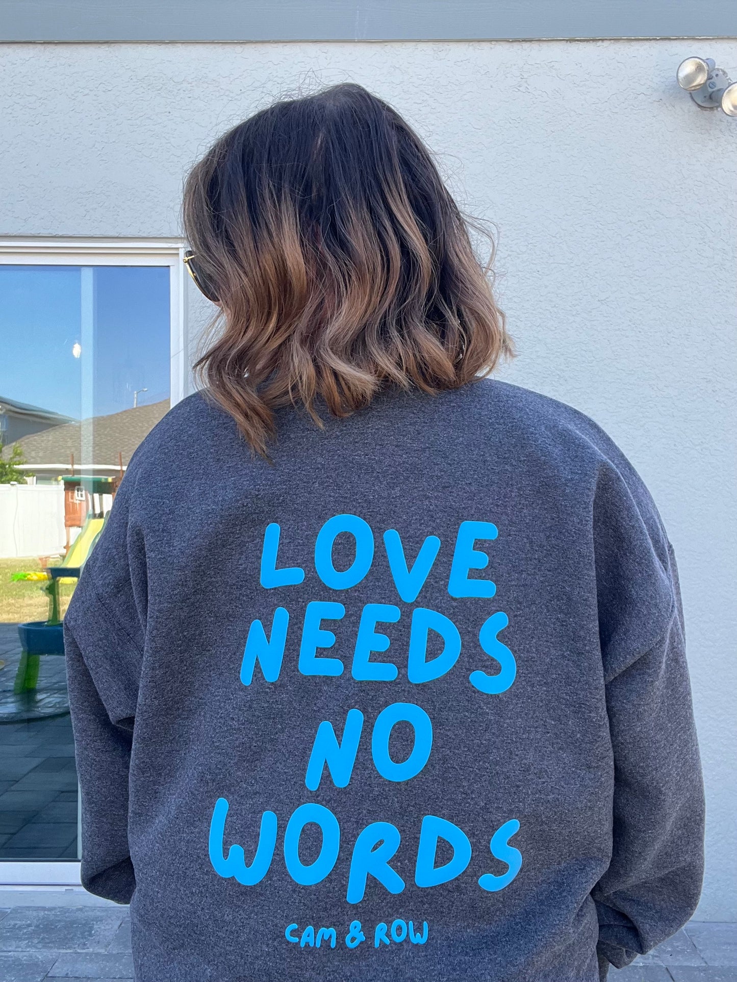 Love Needs No Words Puff Print Sweatshirt and T-Shirt