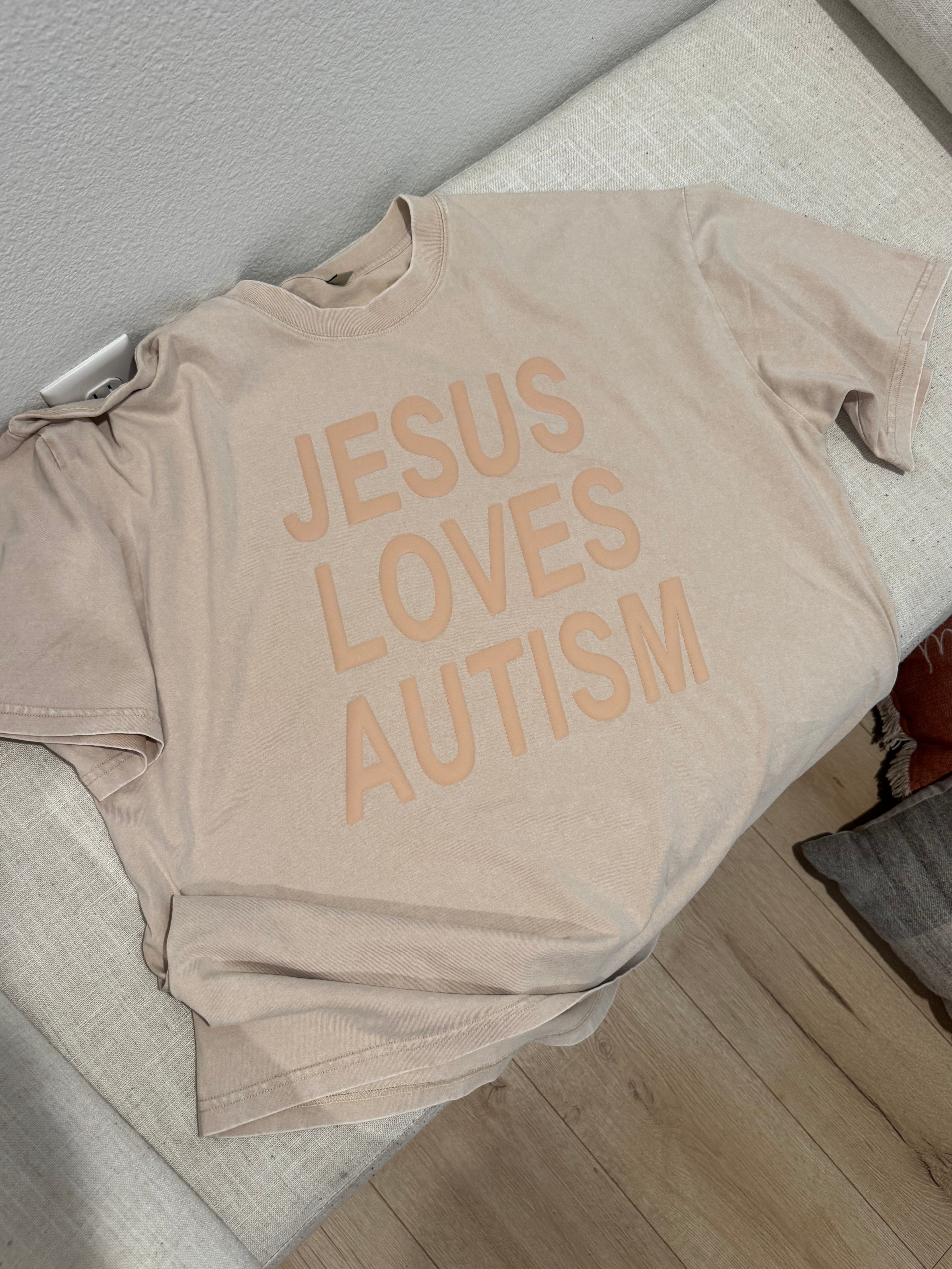 Unisex Acid Wash Sand “JLA” Puff Print T-Shirt