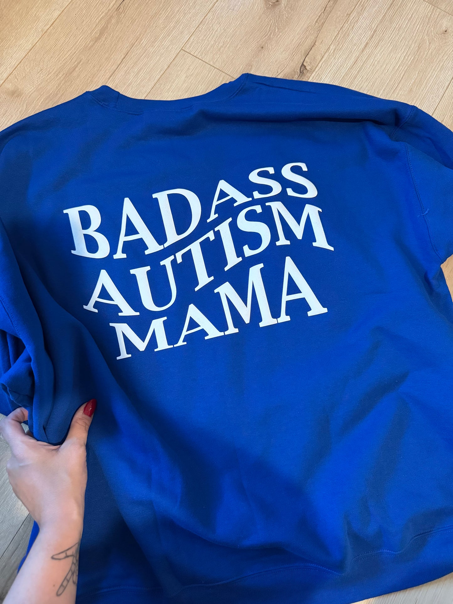 "Badass Autism Mama" Unisex Puff Print Sweatshirt