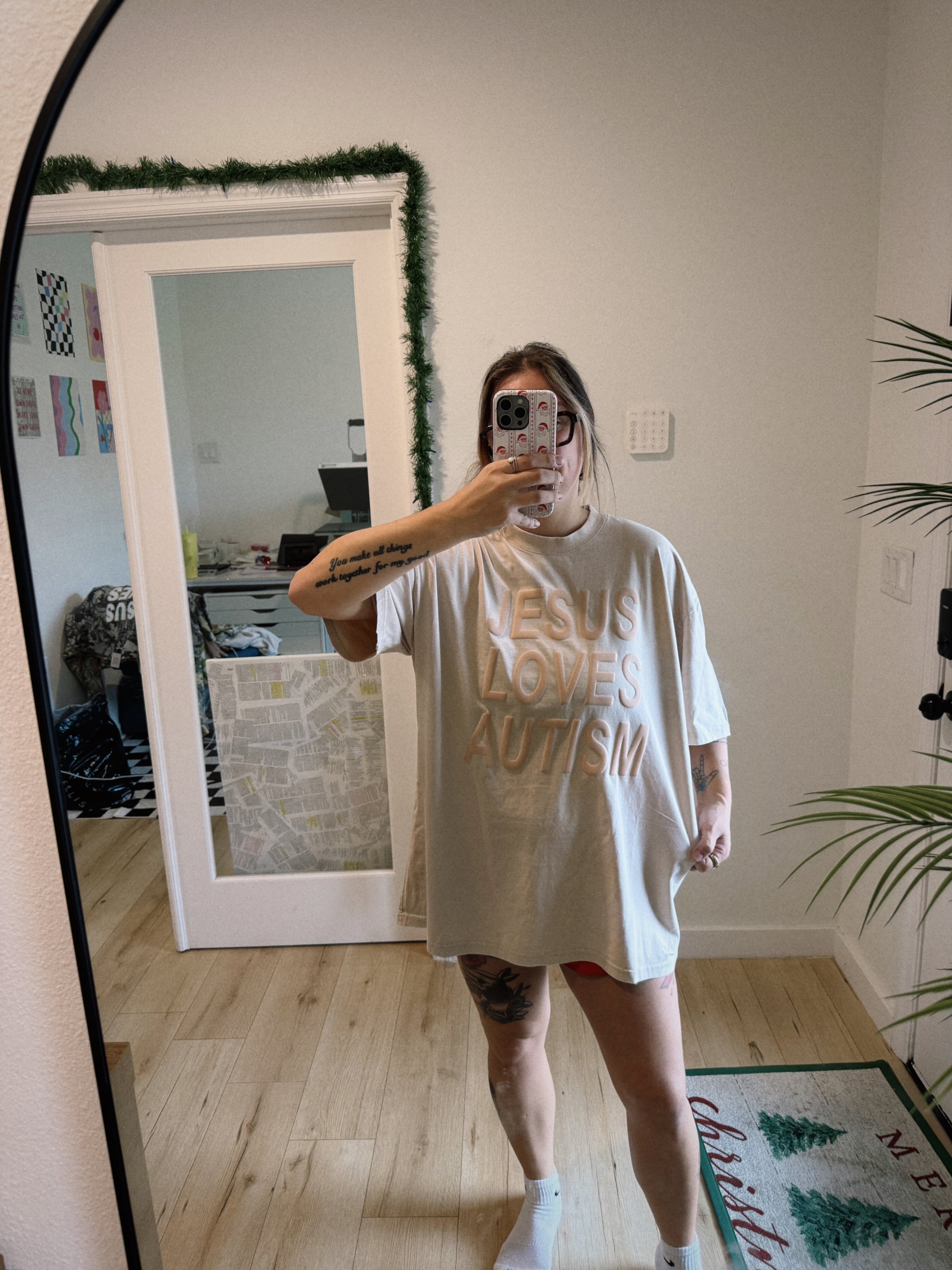 Unisex Acid Wash Sand “JLA” Puff Print T-Shirt