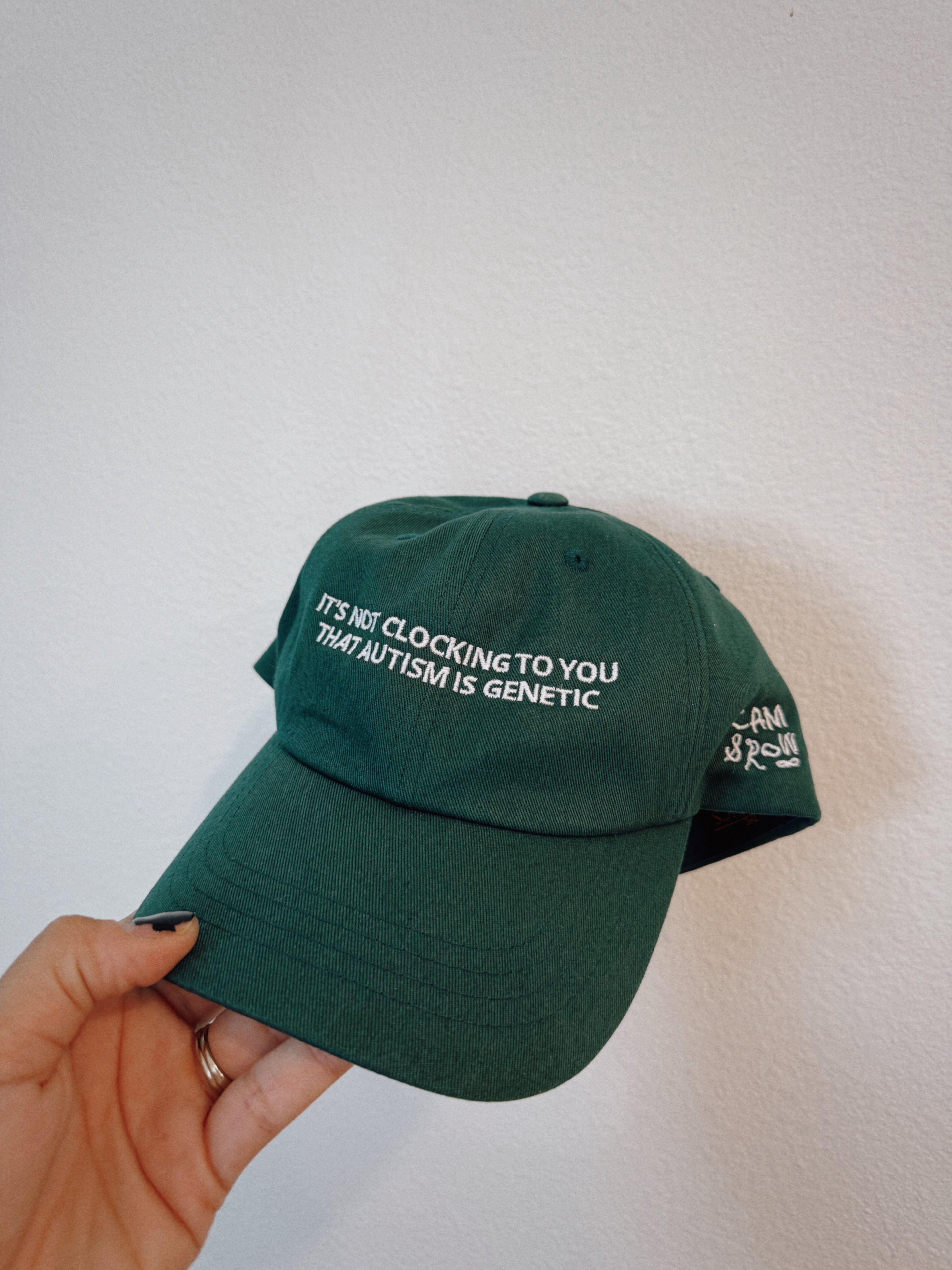 “It’s Not Clocking To You” Embroidered Hat in Spruce