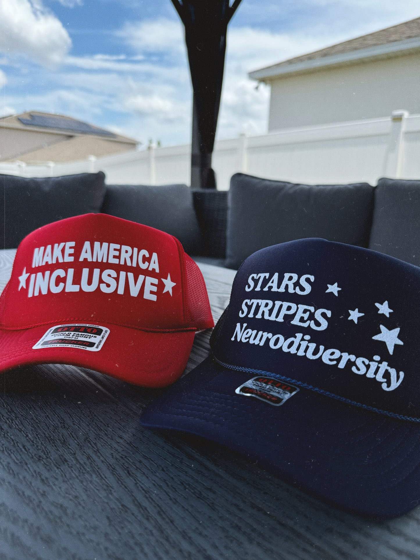 Stars, Stripes, Neurodiversity Glitter Trucker Hat