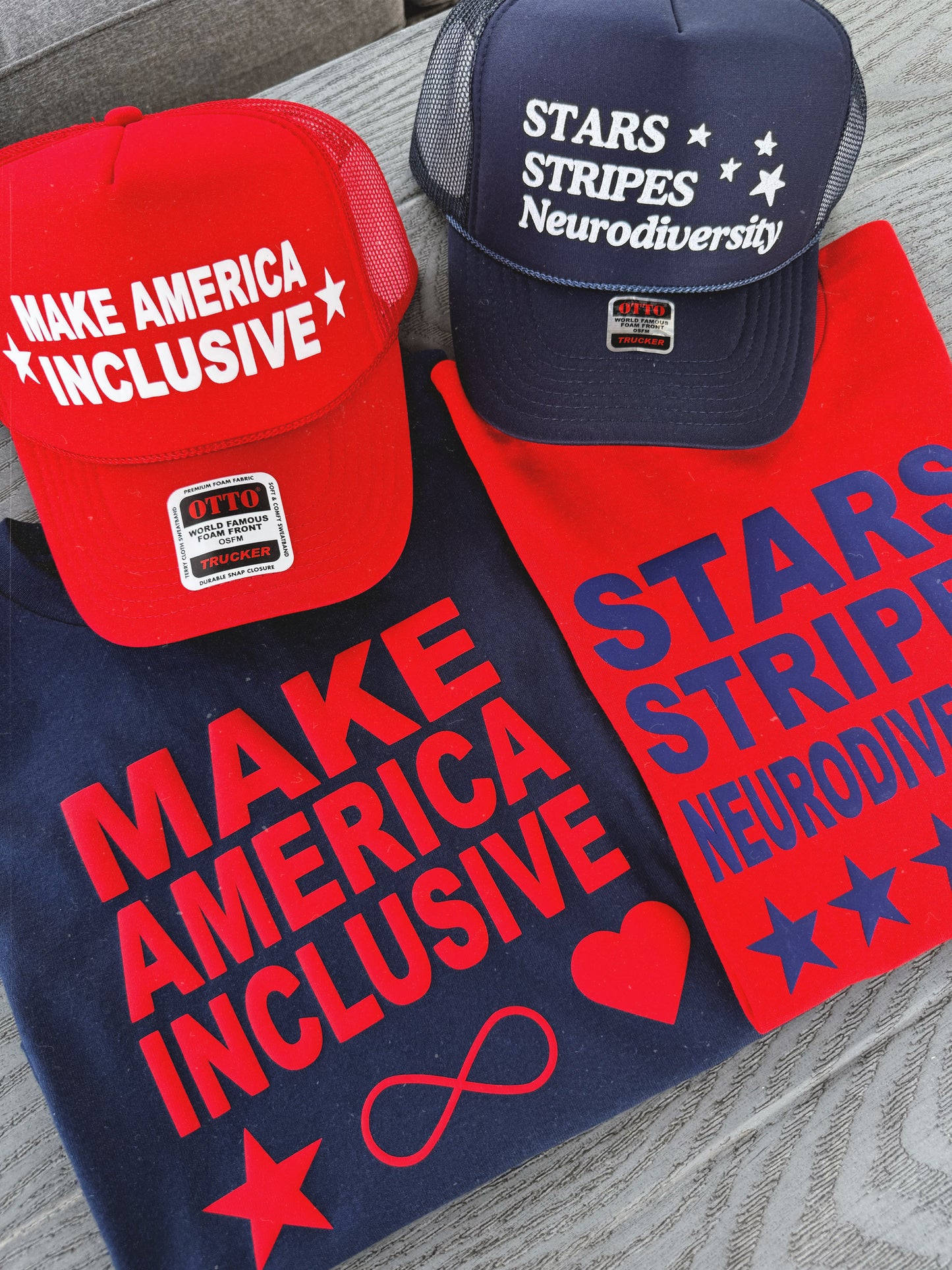 Stars, Stripes, Neurodiversity Glitter Trucker Hat