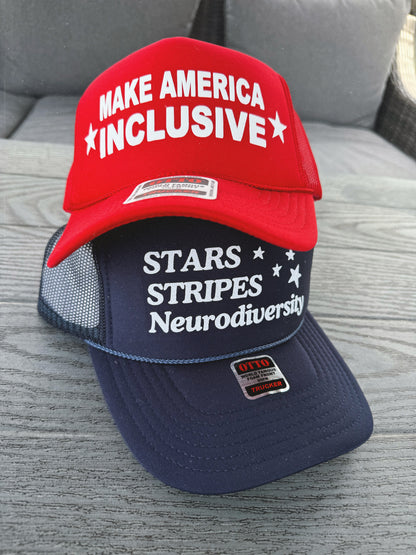 Stars, Stripes, Neurodiversity Glitter Trucker Hat