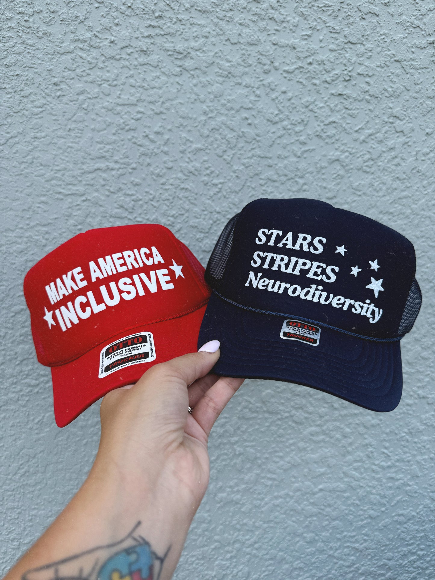 Stars, Stripes, Neurodiversity Glitter Trucker Hat