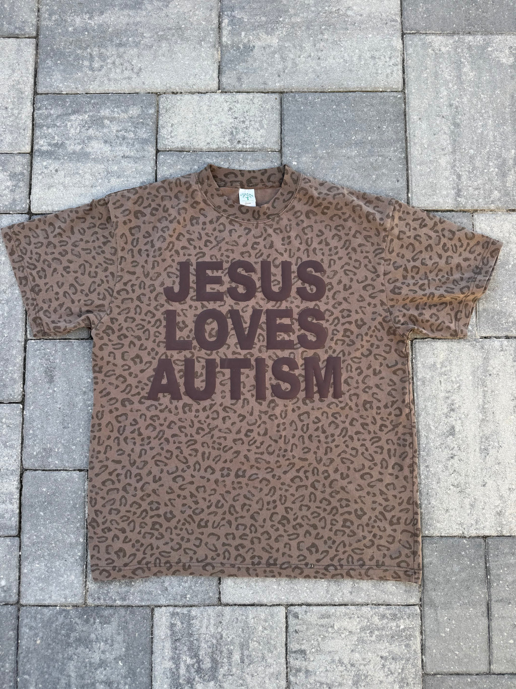 Leopard Print "Jesus Loves Autism" Cotton Collective T-Shirt