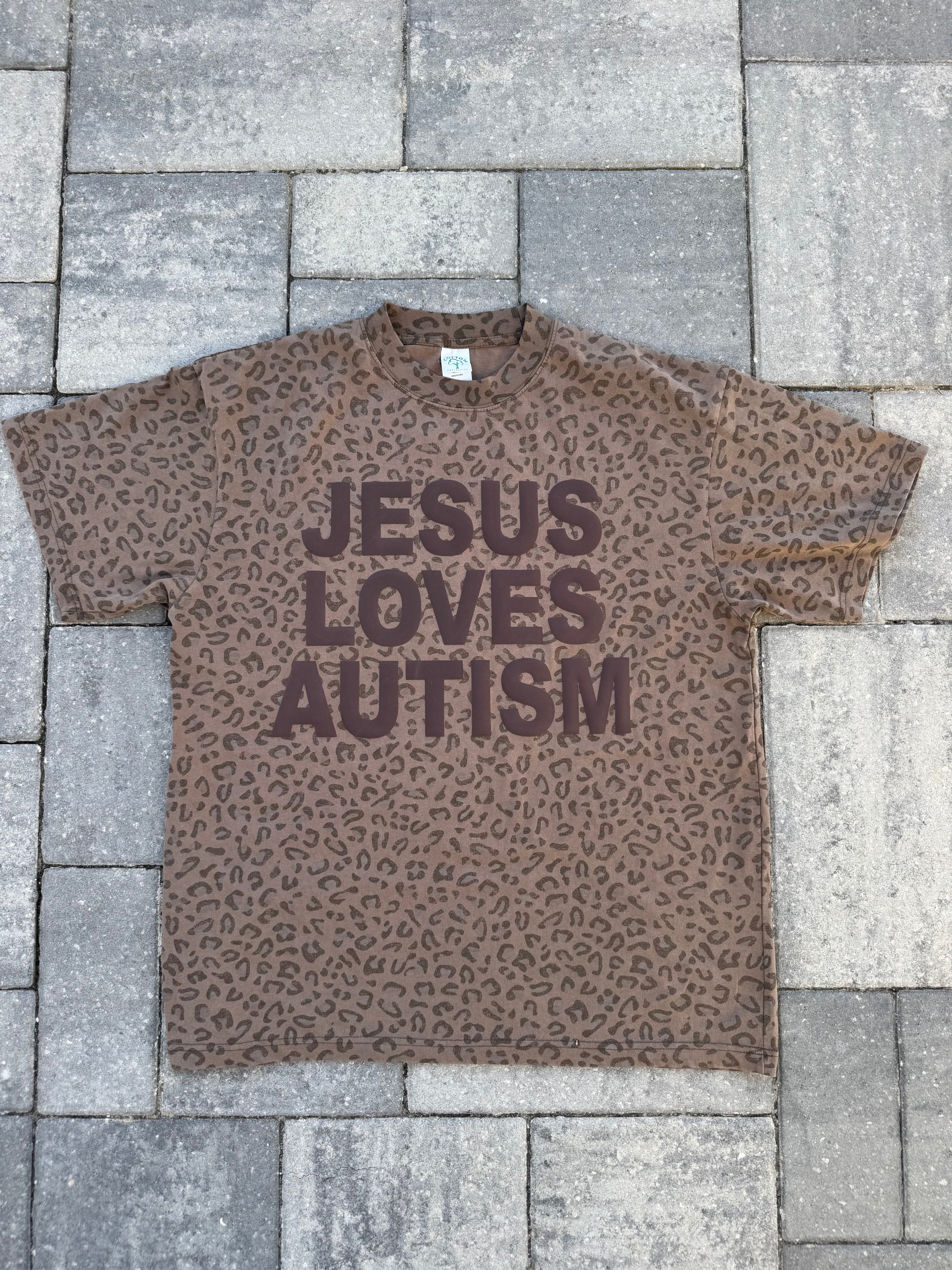 Leopard Print "Jesus Loves Autism" Cotton Collective T-Shirt