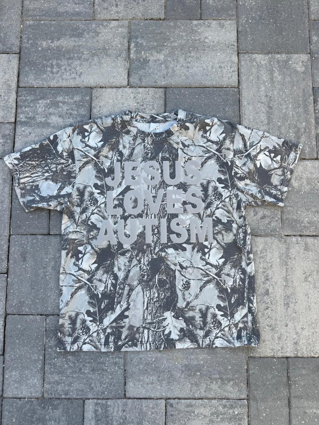 Snow Camo "Jesus Loves Autism" Cotton Collective T-Shirt