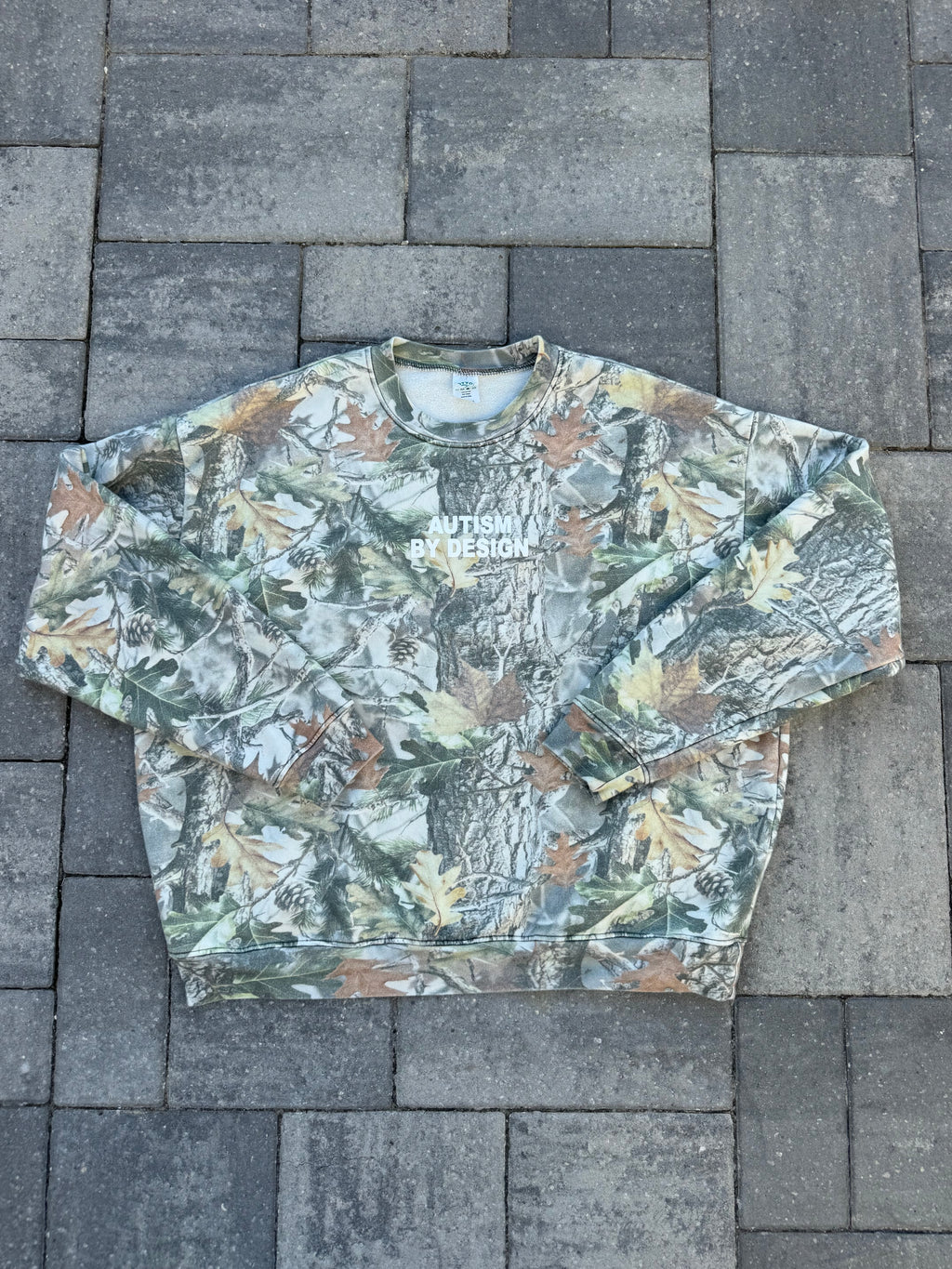 Vintage Camo "Jesus Loves Autism" Cotton Collective Crewneck