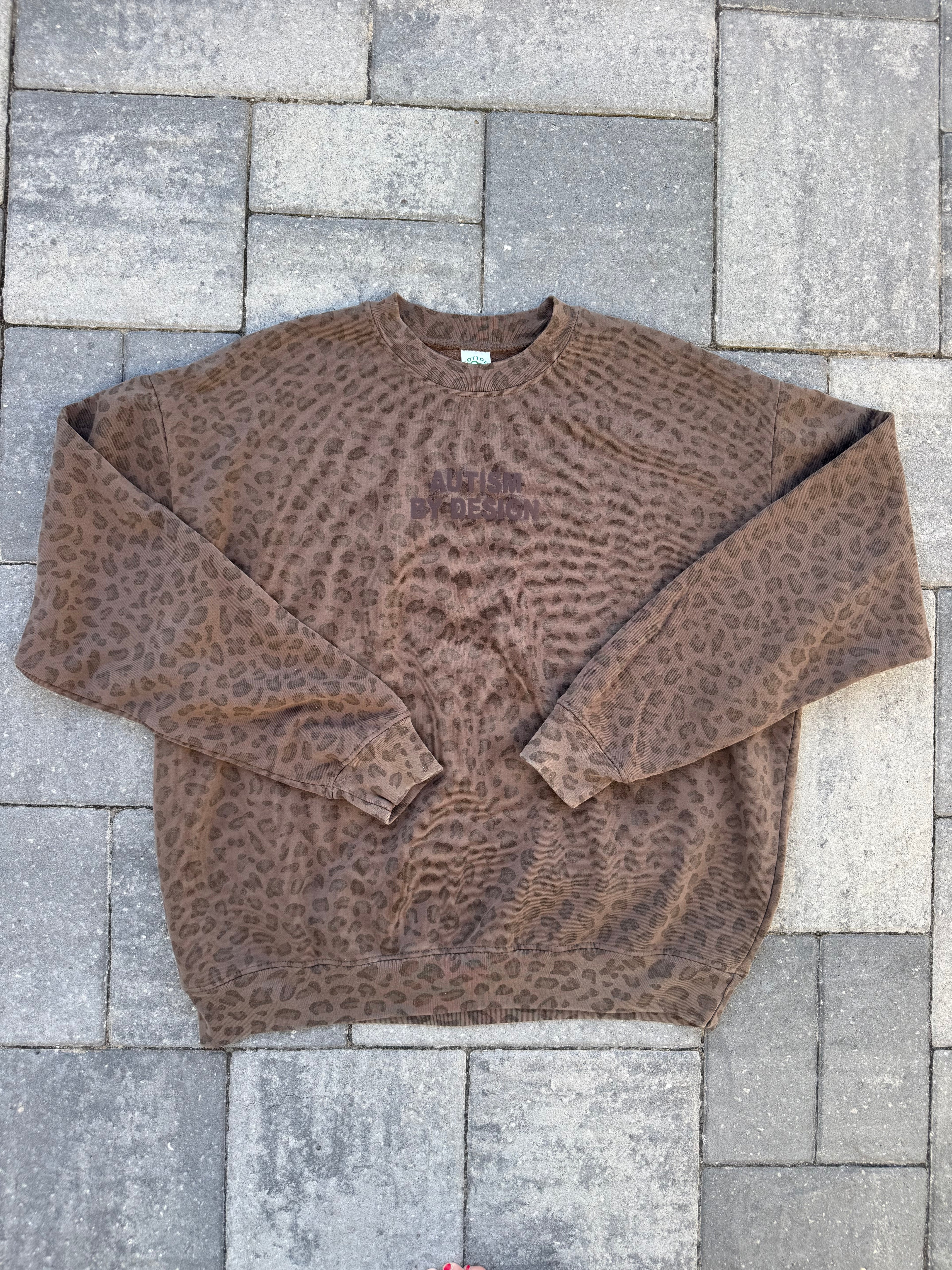 Leopard Print "Jesus Loves Autism" Cotton Collective Crewneck