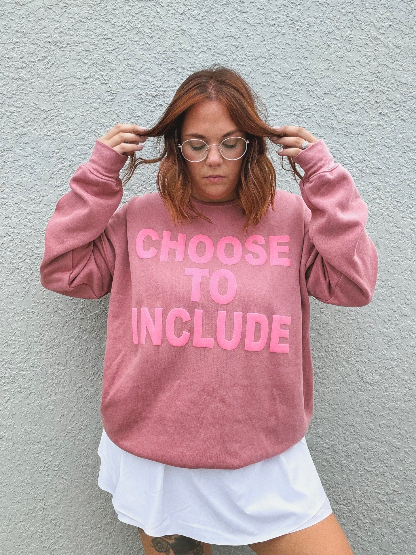 Unisex Mauve Choose To Include Puff Print Sweatshirt