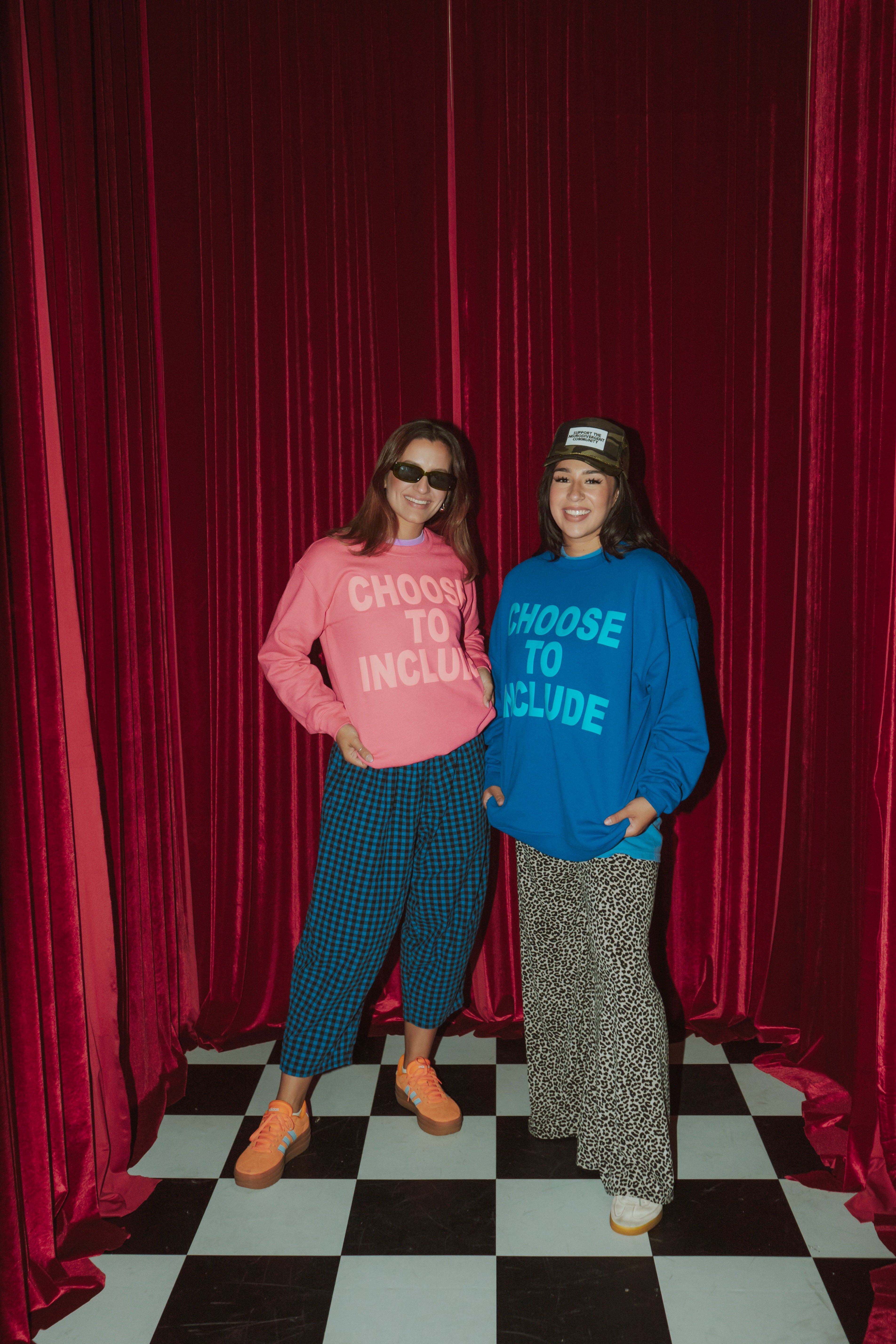 Unisex Neon Pink "Choose To Include" Puff Print Sweatshirt