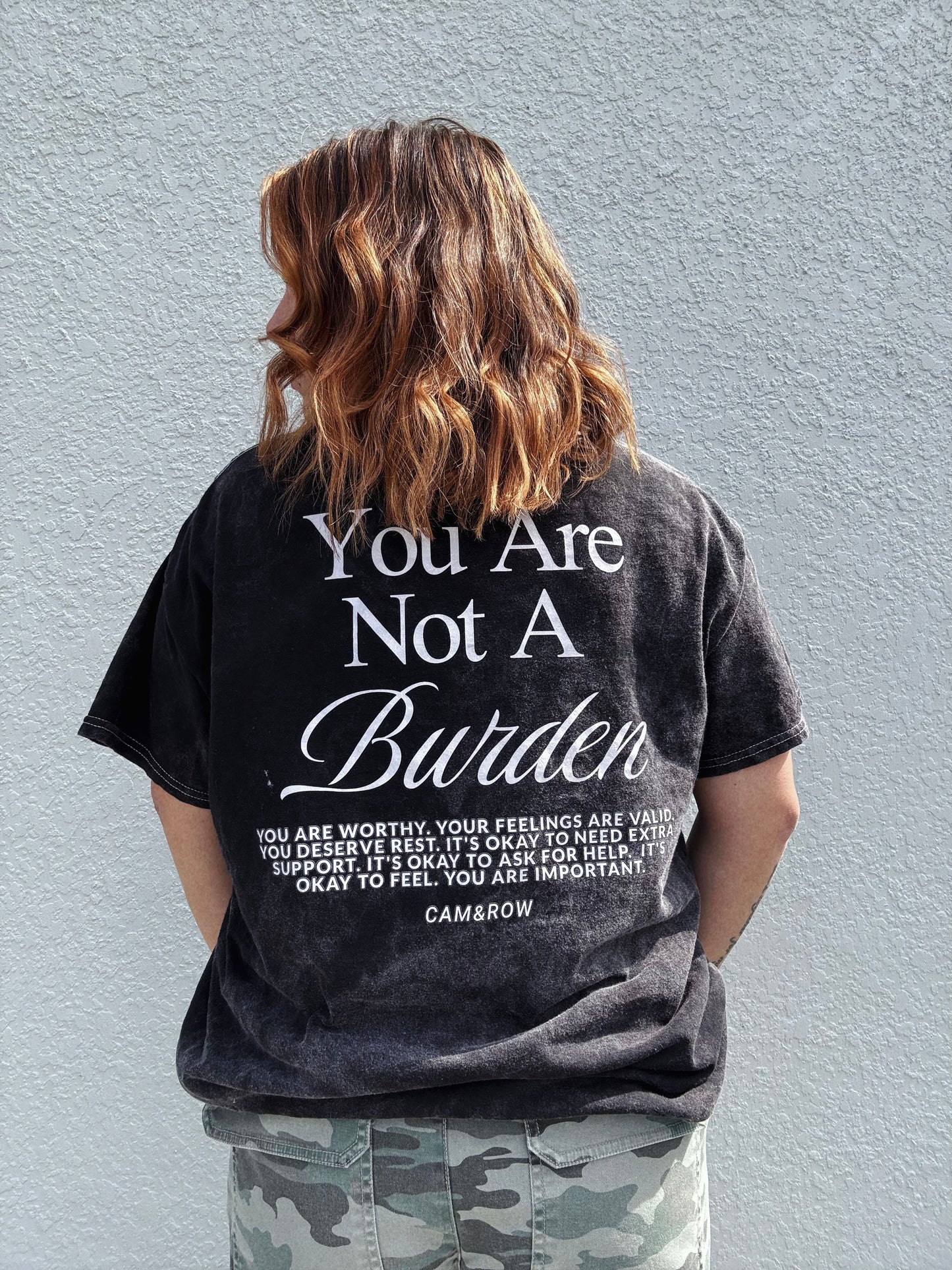 Unisex You Are Not A Burden Black Mineral Wash T-Shirt