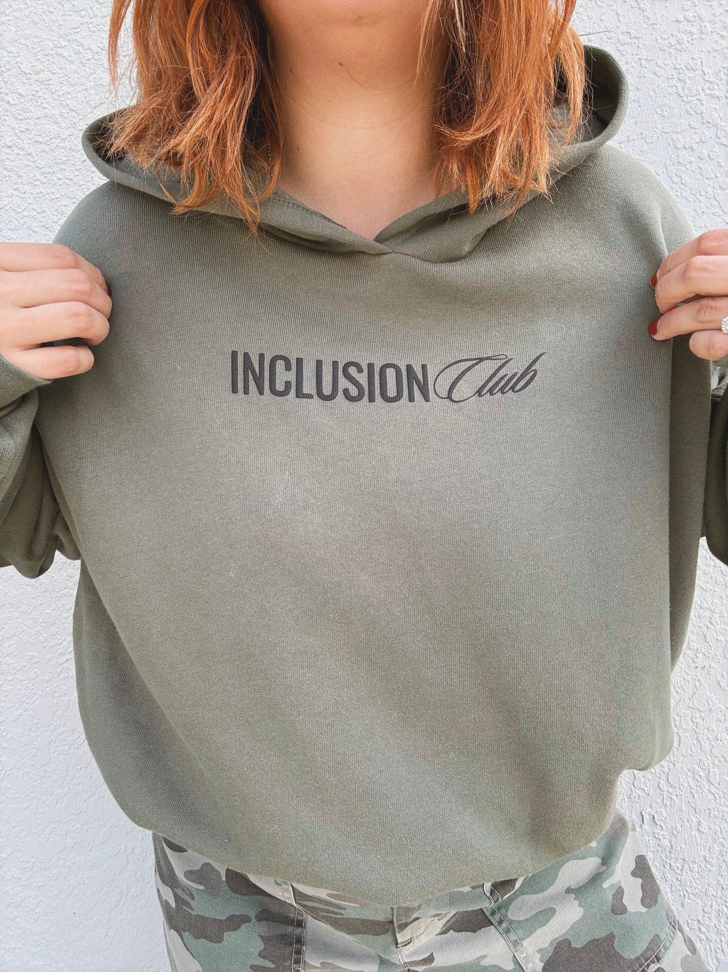 Inclusion Club Women's Fleece Cinched Bottom Puff Print Hoodie