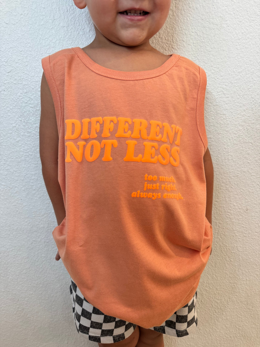 Toddler + Youth "Different Not Less" Puff Print Tank