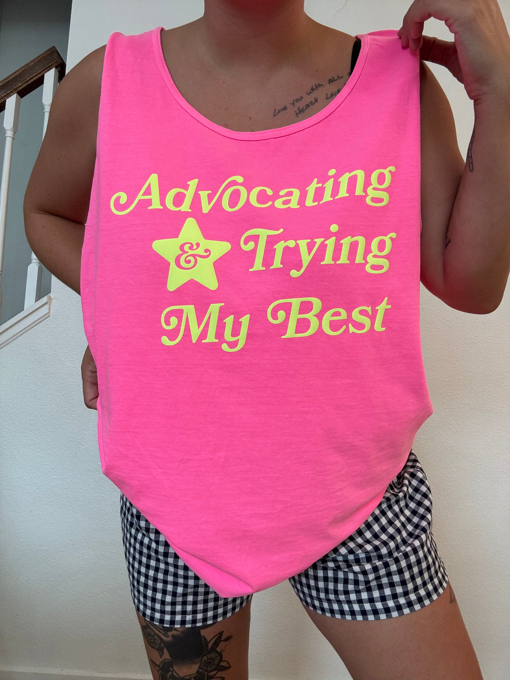 Unisex Advocating & Trying My Best Puff Print Tank
