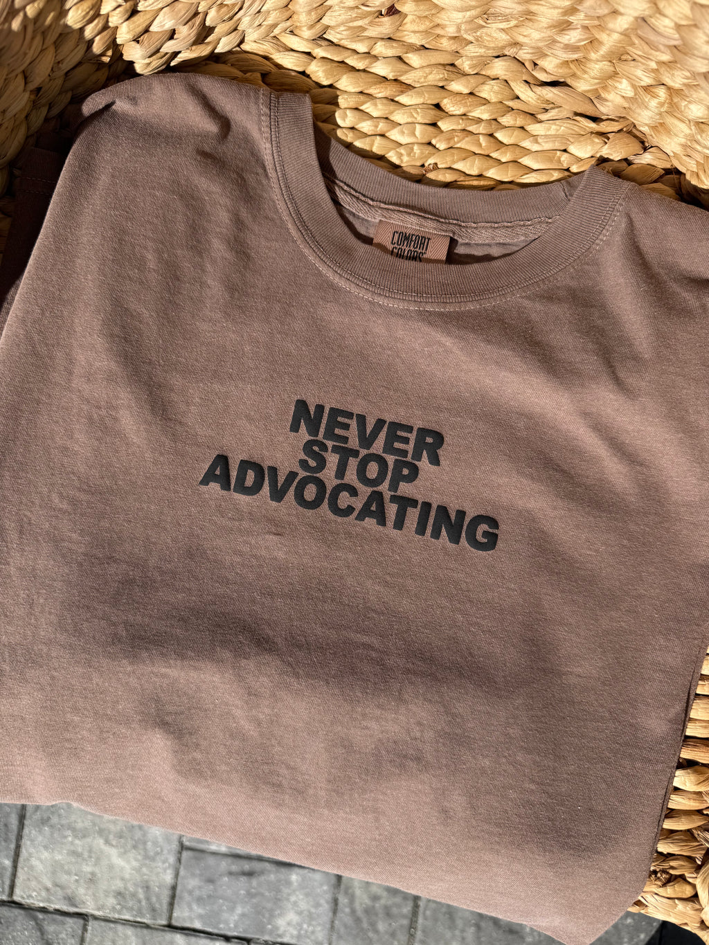 Unisex "Never Stop Advocating" Puff Print T-Shirt