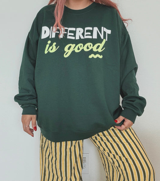 The Hailea "Different Is Good" Unisex Puff Print Sweatshirt