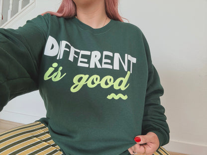 The Hailea "Different Is Good" Unisex Puff Print Sweatshirt