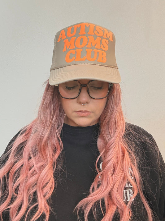 "Autism Moms Club" Puff Print Trucker Hat