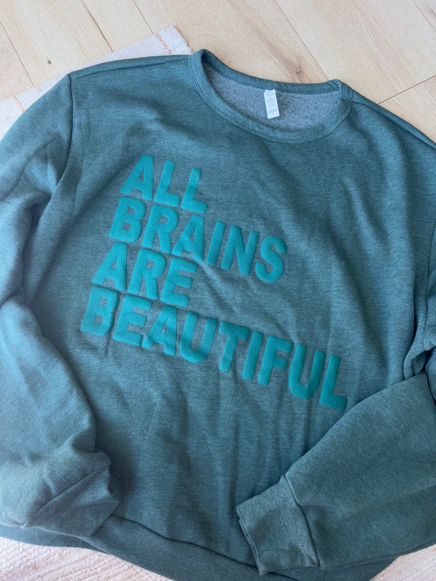 All Brains Are Beautiful Oversized Puff Print Sweatshirt