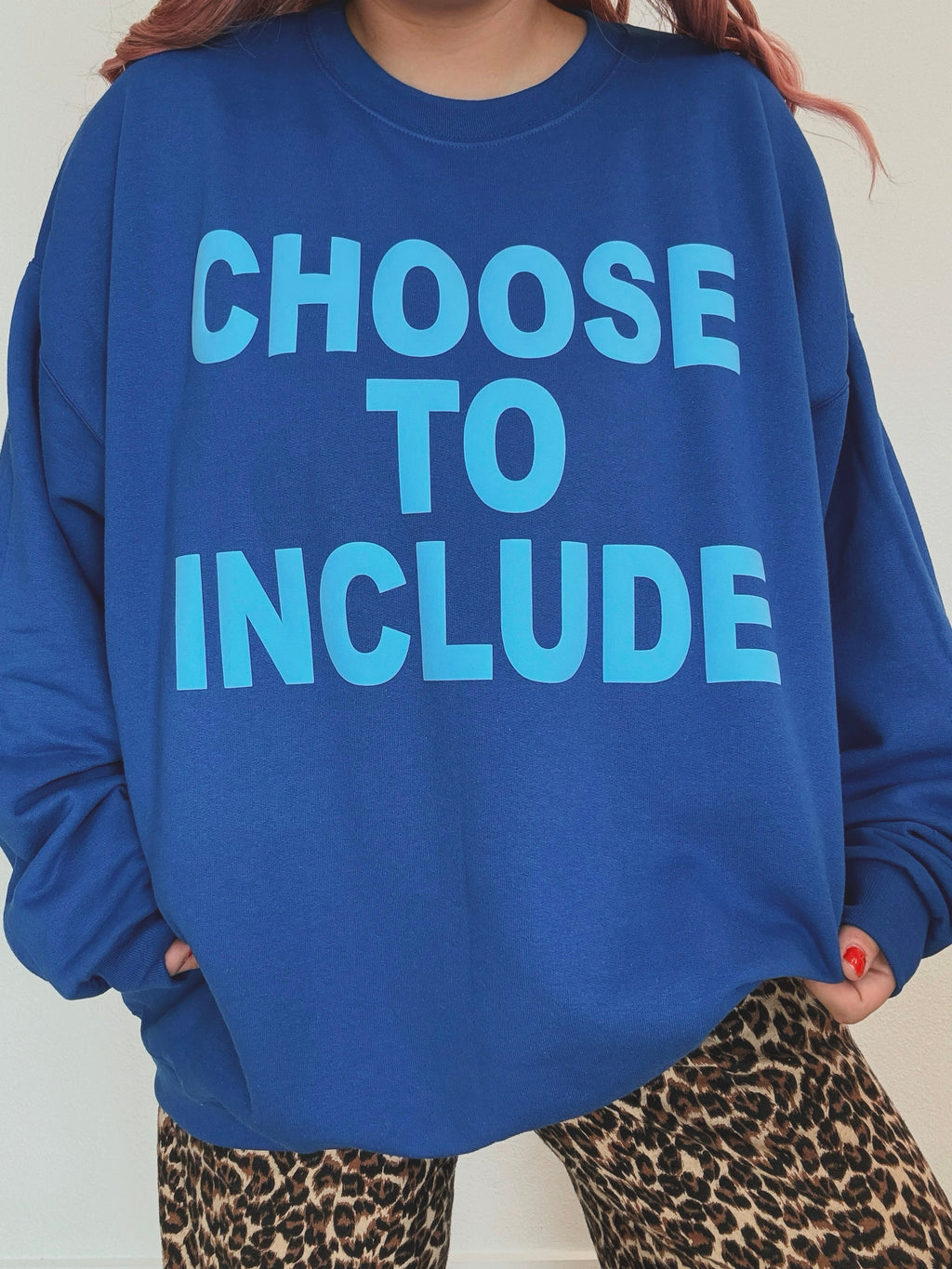 Unisex Royal "Choose To Include" Puff Print Sweatshirt