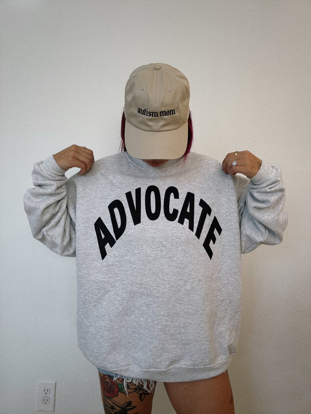 Unisex Ash "Advocate" Puff Print Sweatshirt