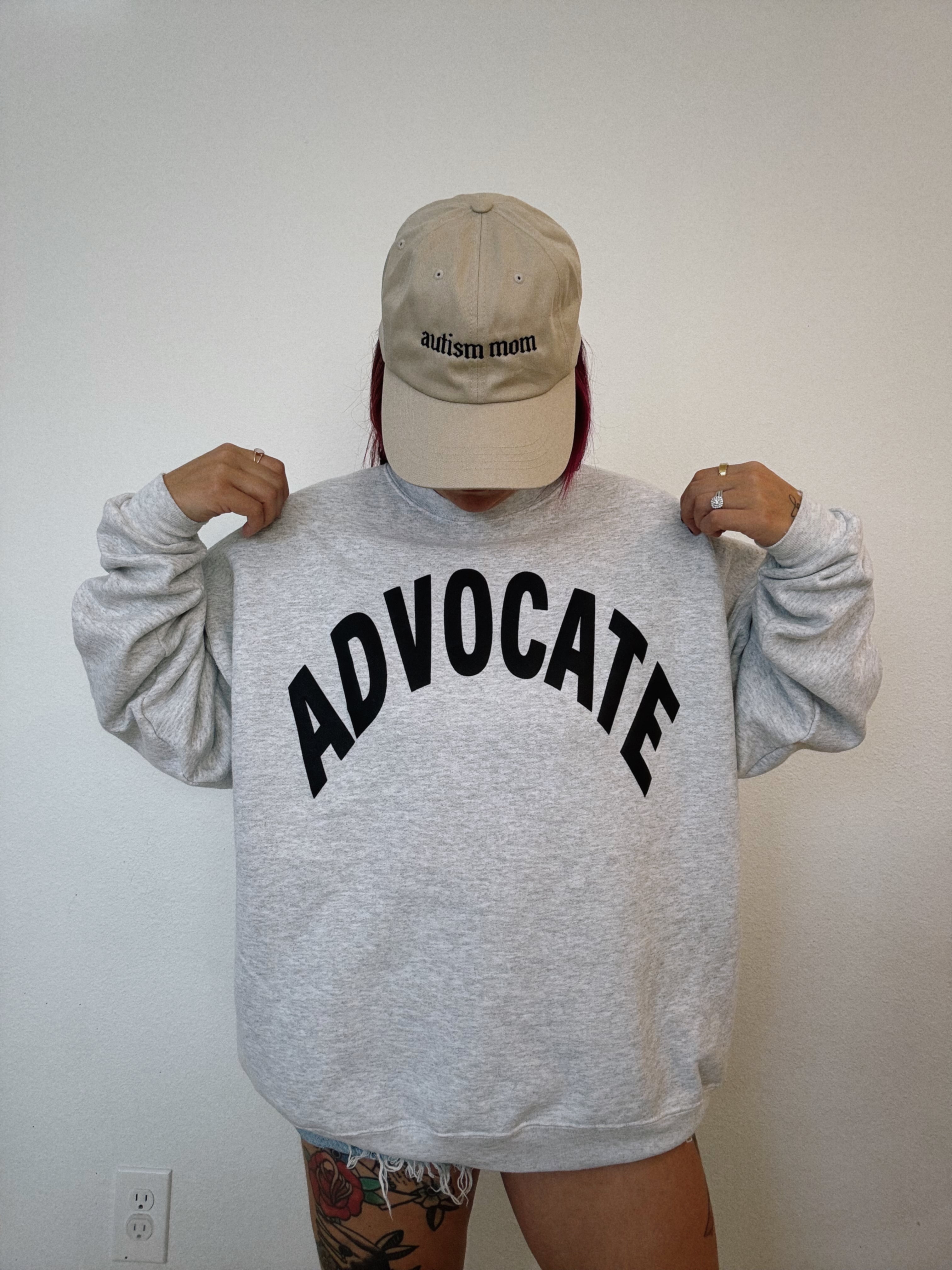 Unisex Ash "Advocate" Puff Print Sweatshirt