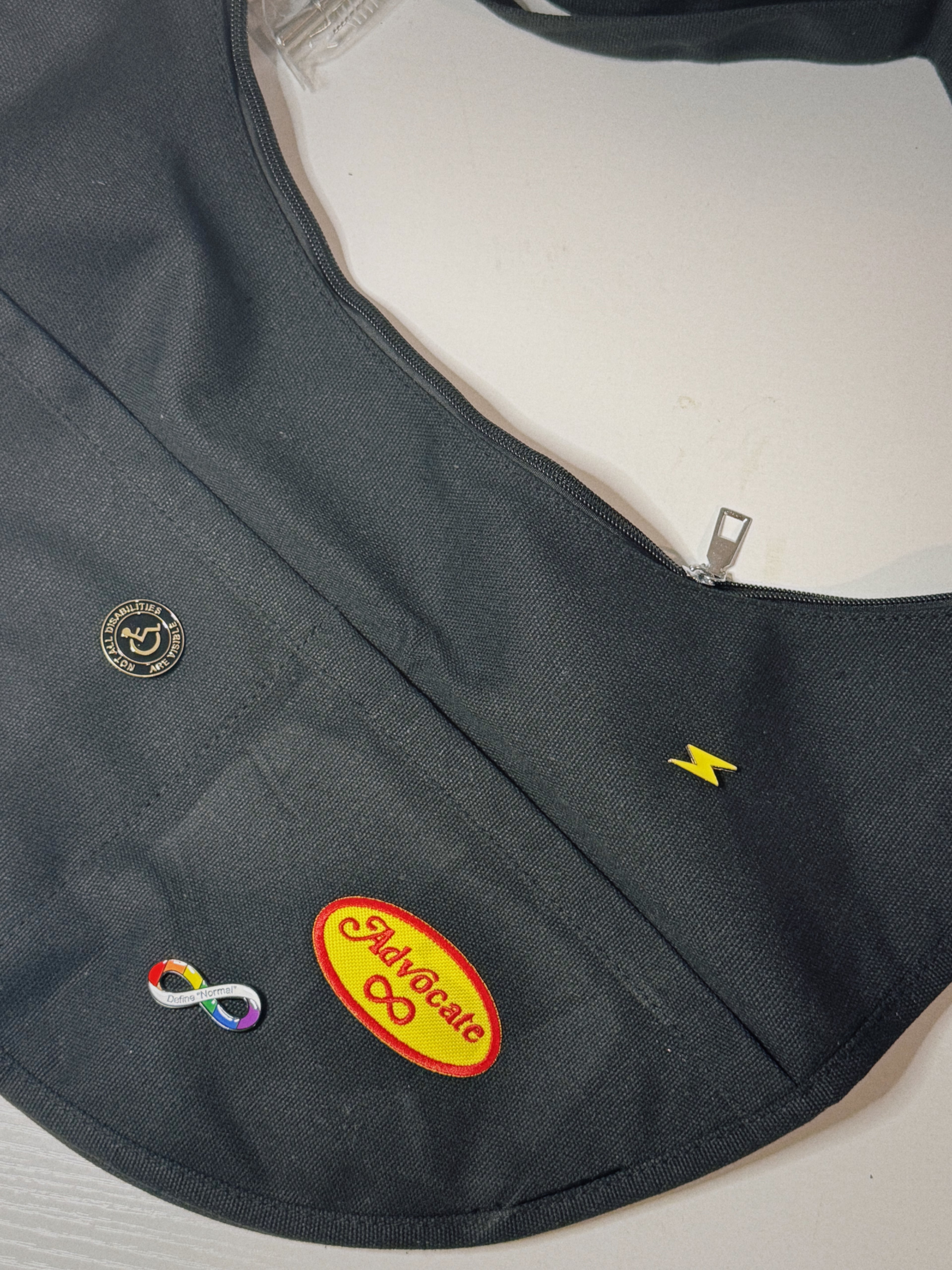 OOPS!!! "Advocate" Oversized Hobo Bag – with Enamel Pins