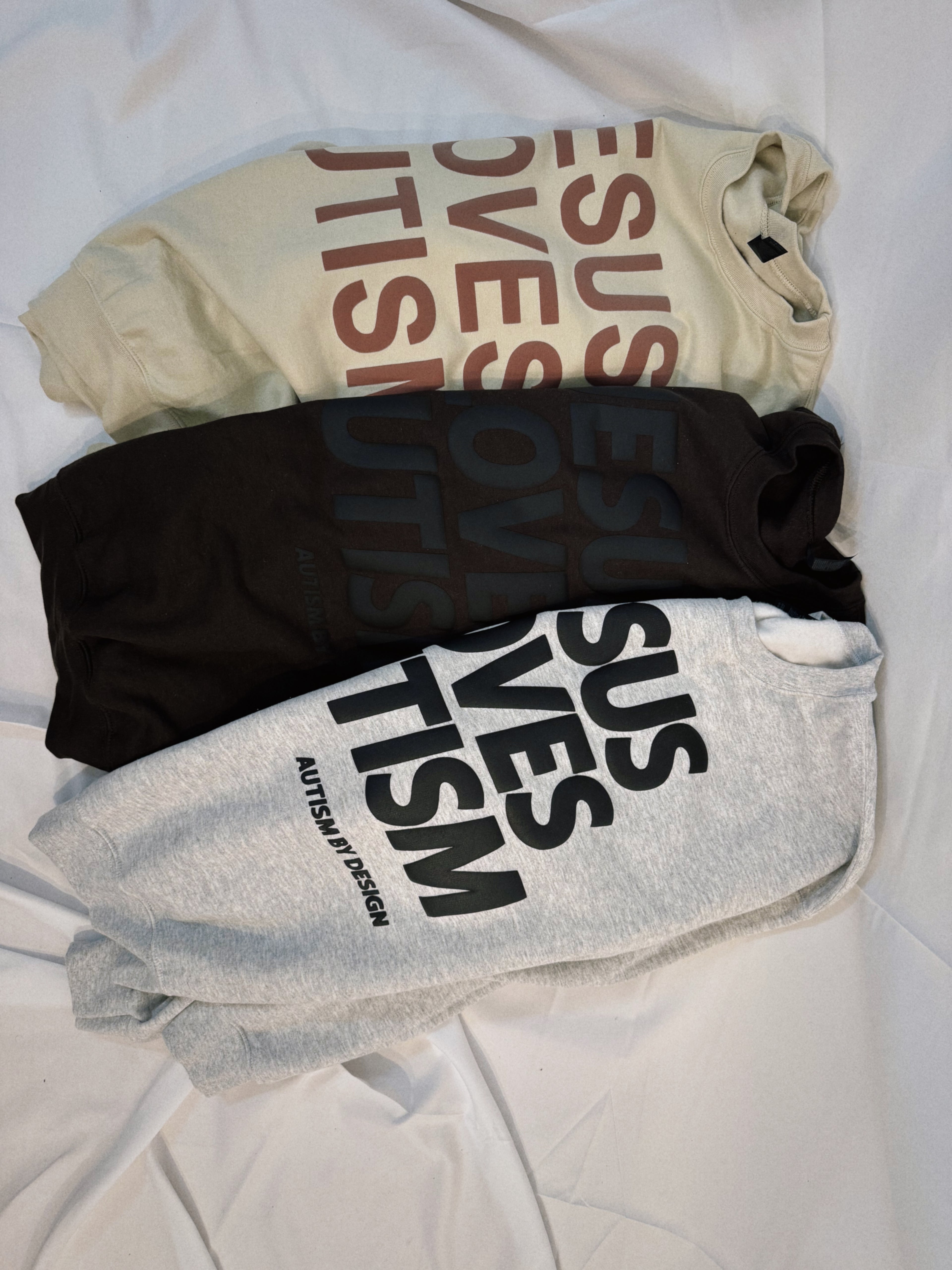 Unisex Ash "Jesus Loves Autism" Puff Print Sweatshirt