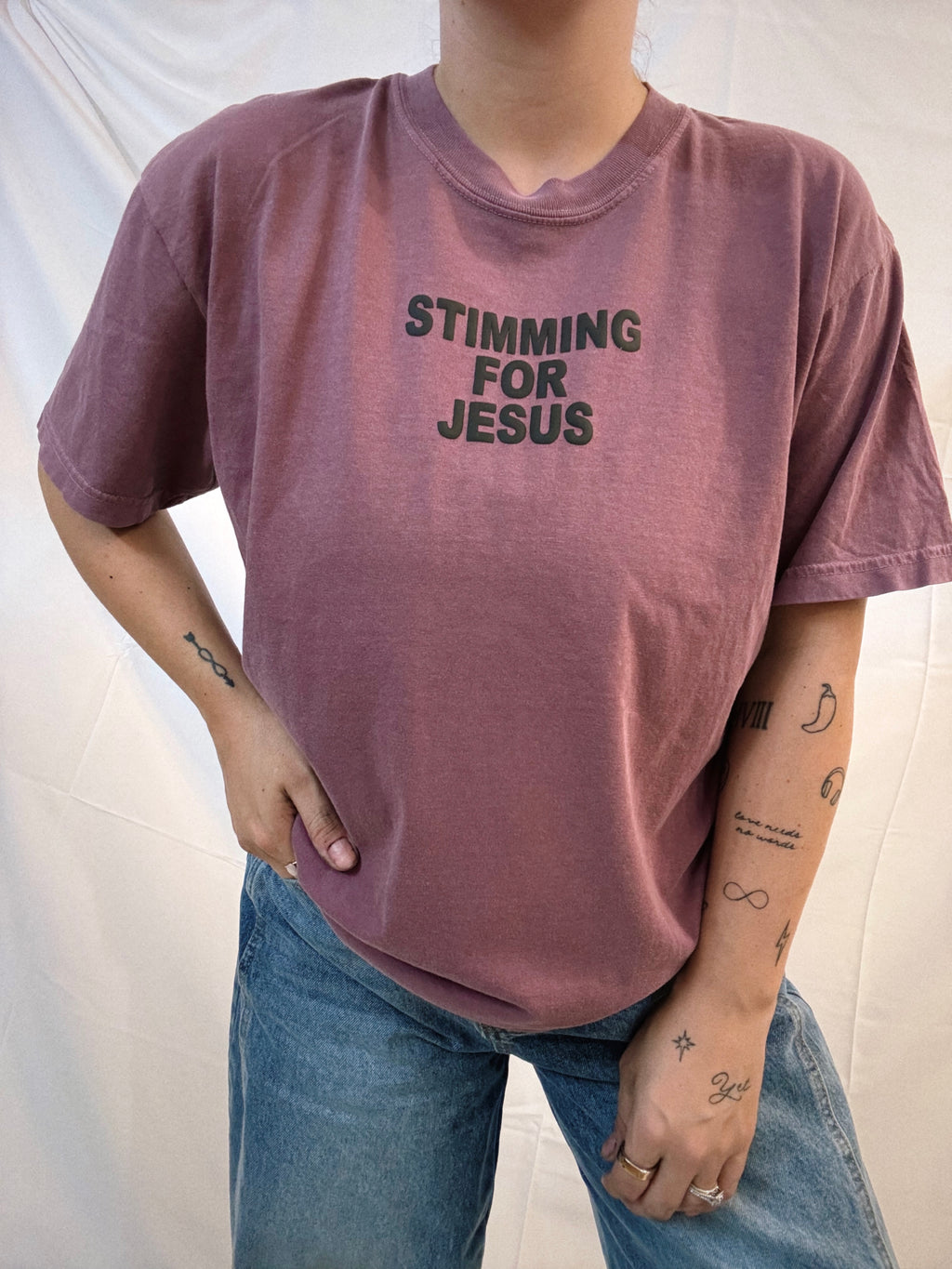 Unisex "Stimming For Jesus" Berry Puff Print T-Shirt
