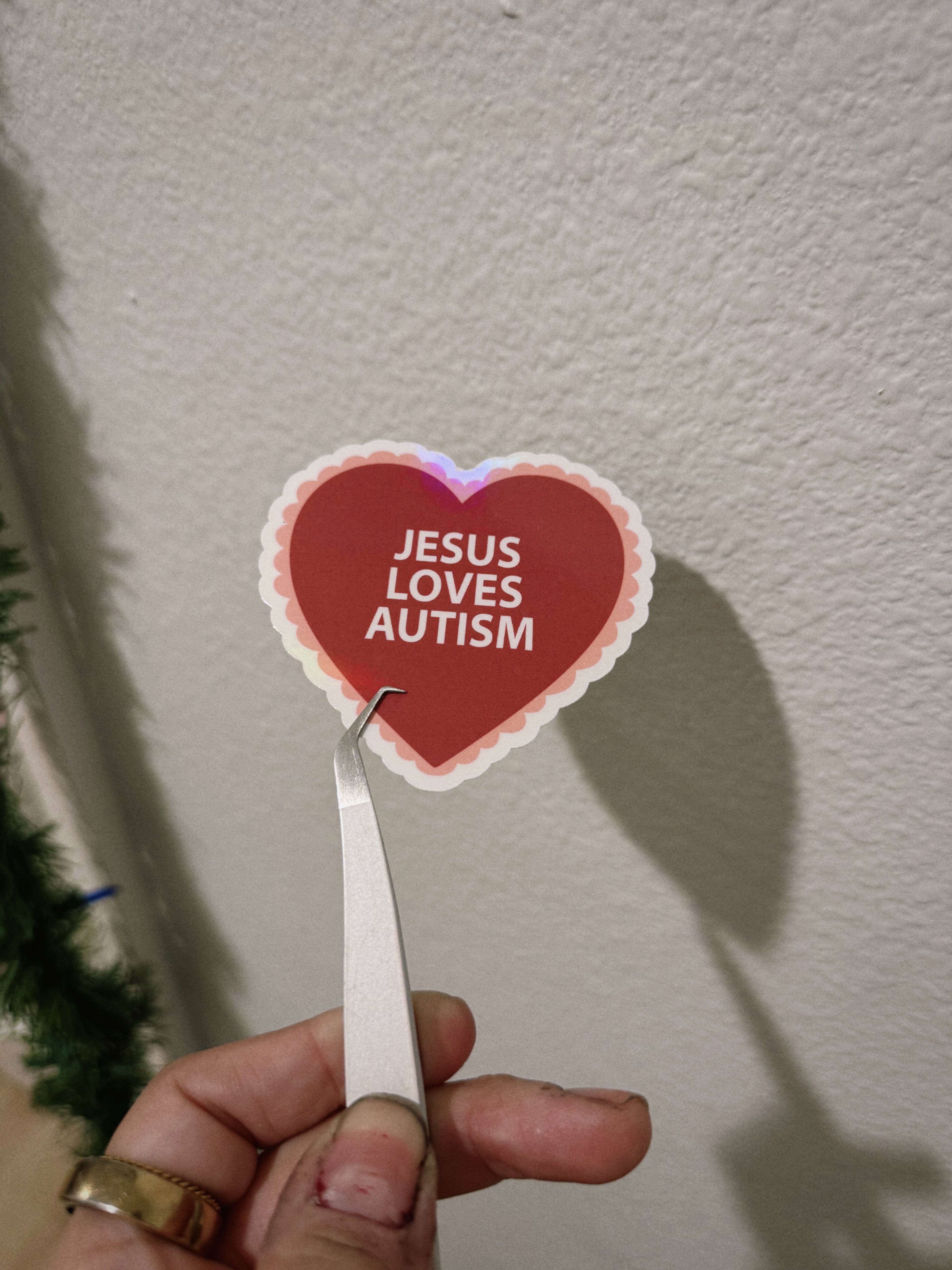 Jesus Loves Autism Holographic Sticker