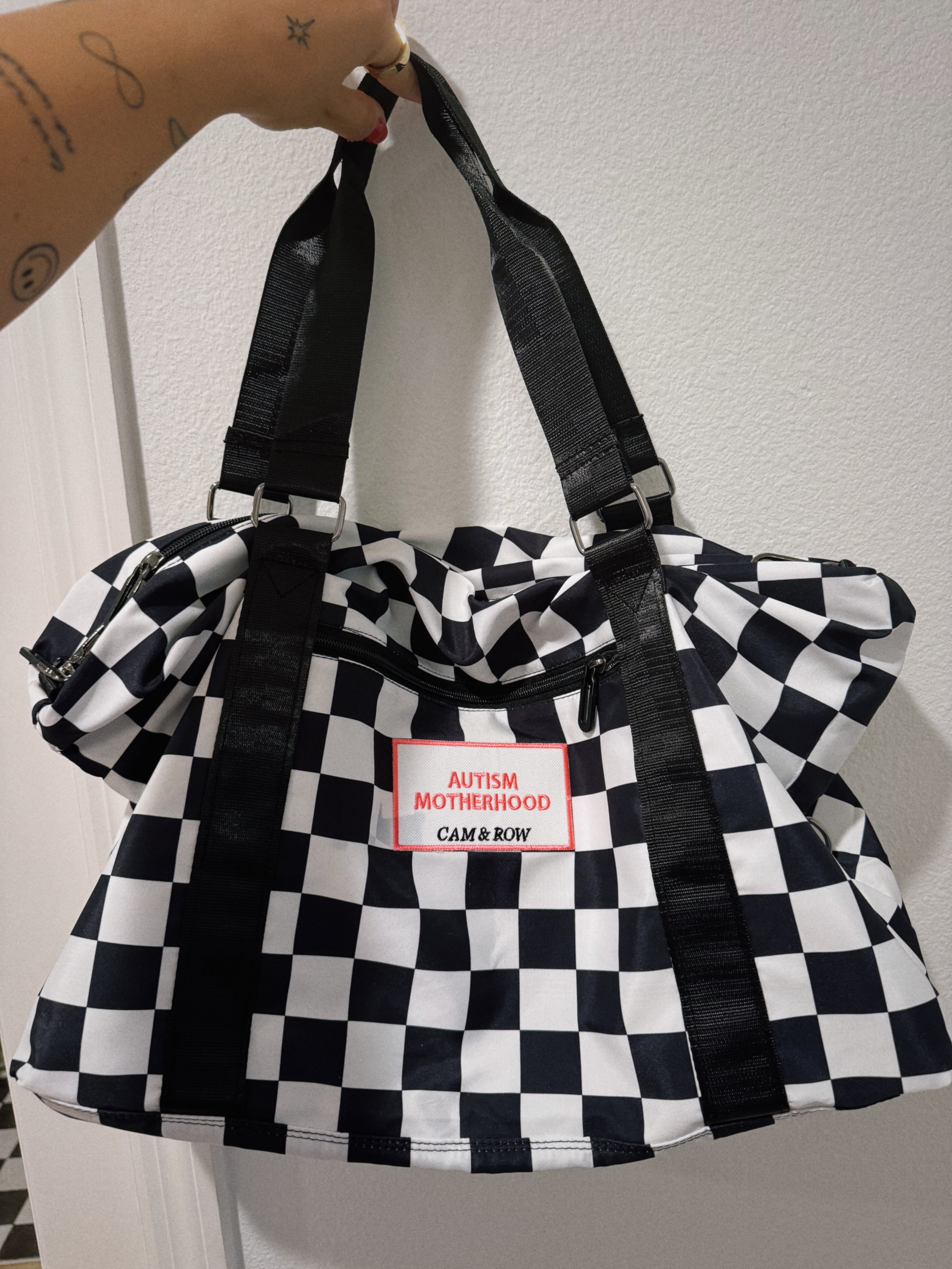 OOPS!! Check Duffle Travel Patch Bag