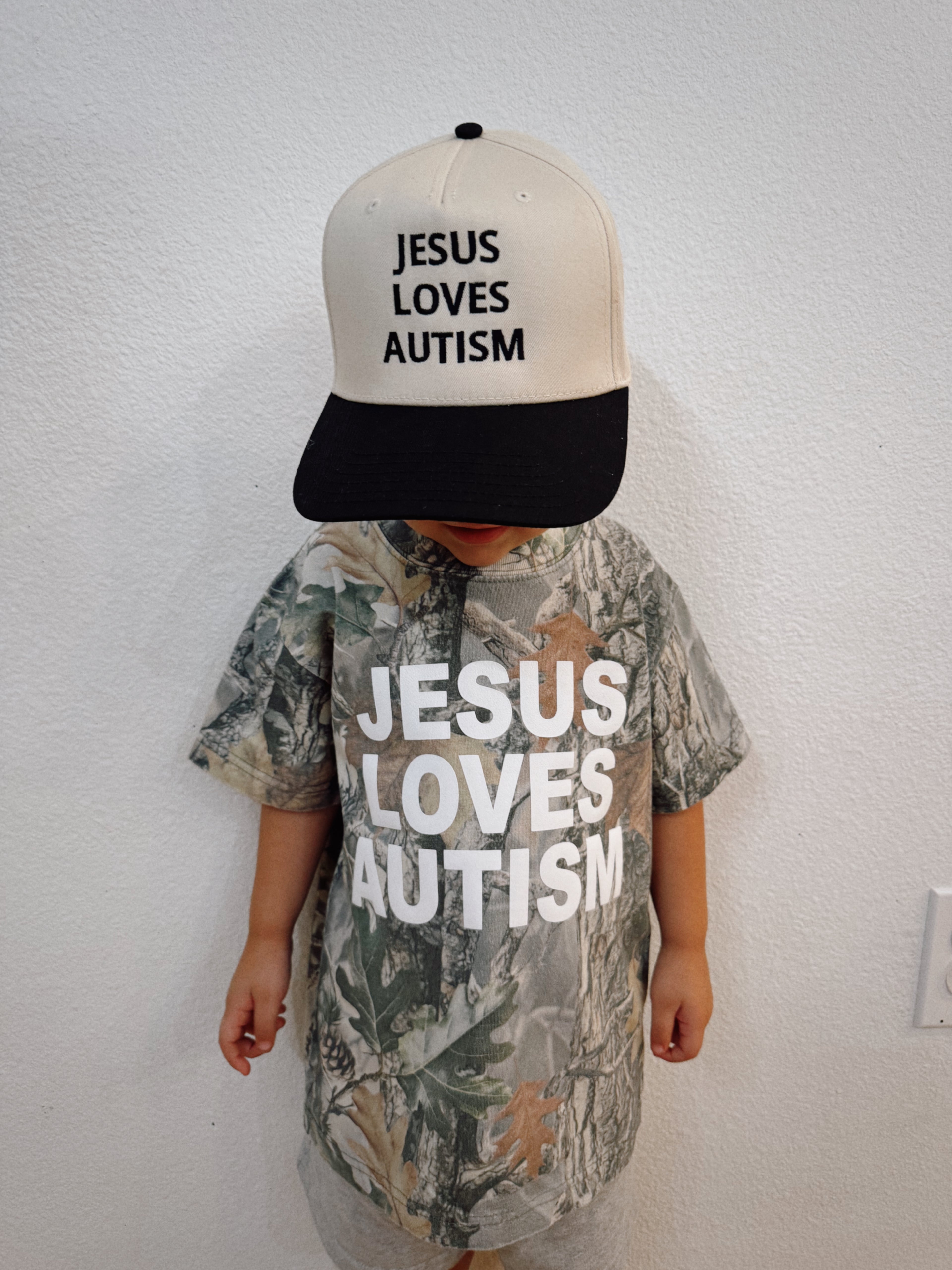 Kids Vintage Camo “Jesus Loves Autism” Cotton Collective T-Shirt