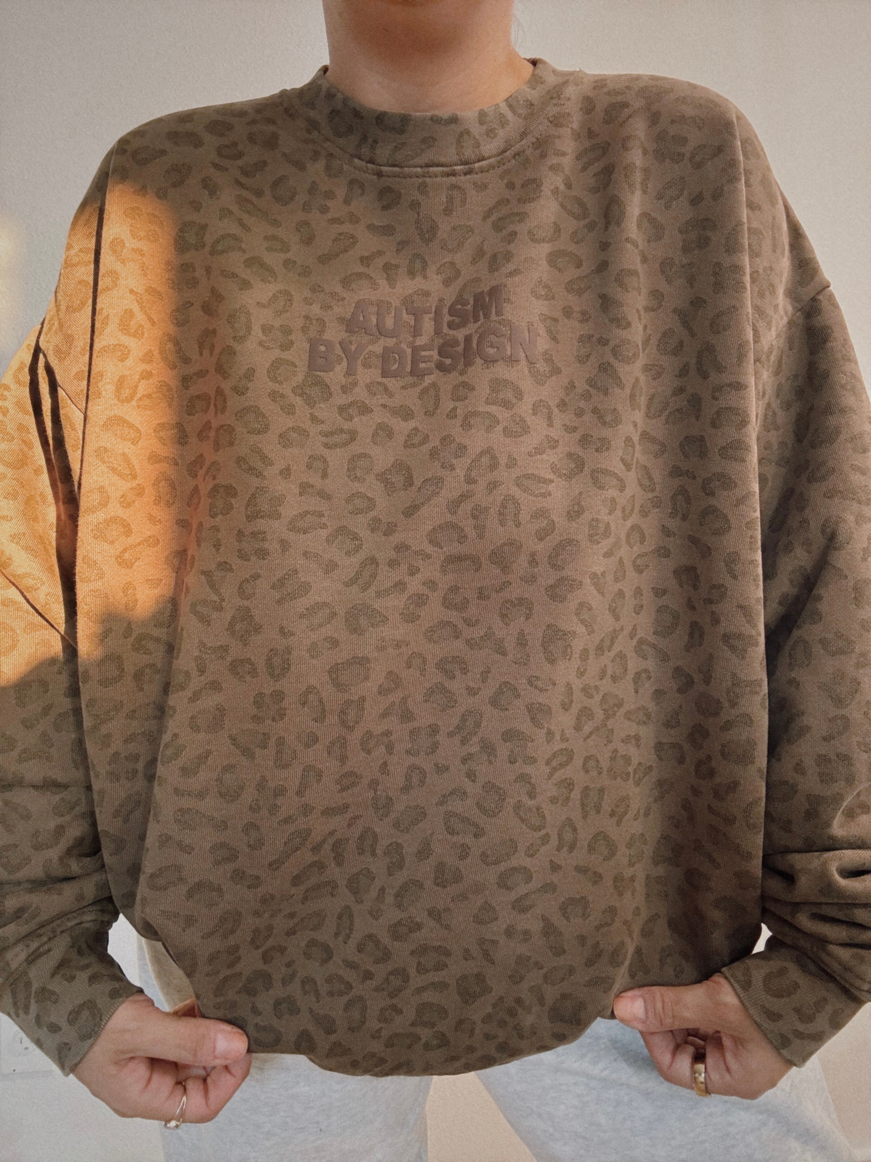 Leopard Print "Jesus Loves Autism" Cotton Collective Crewneck