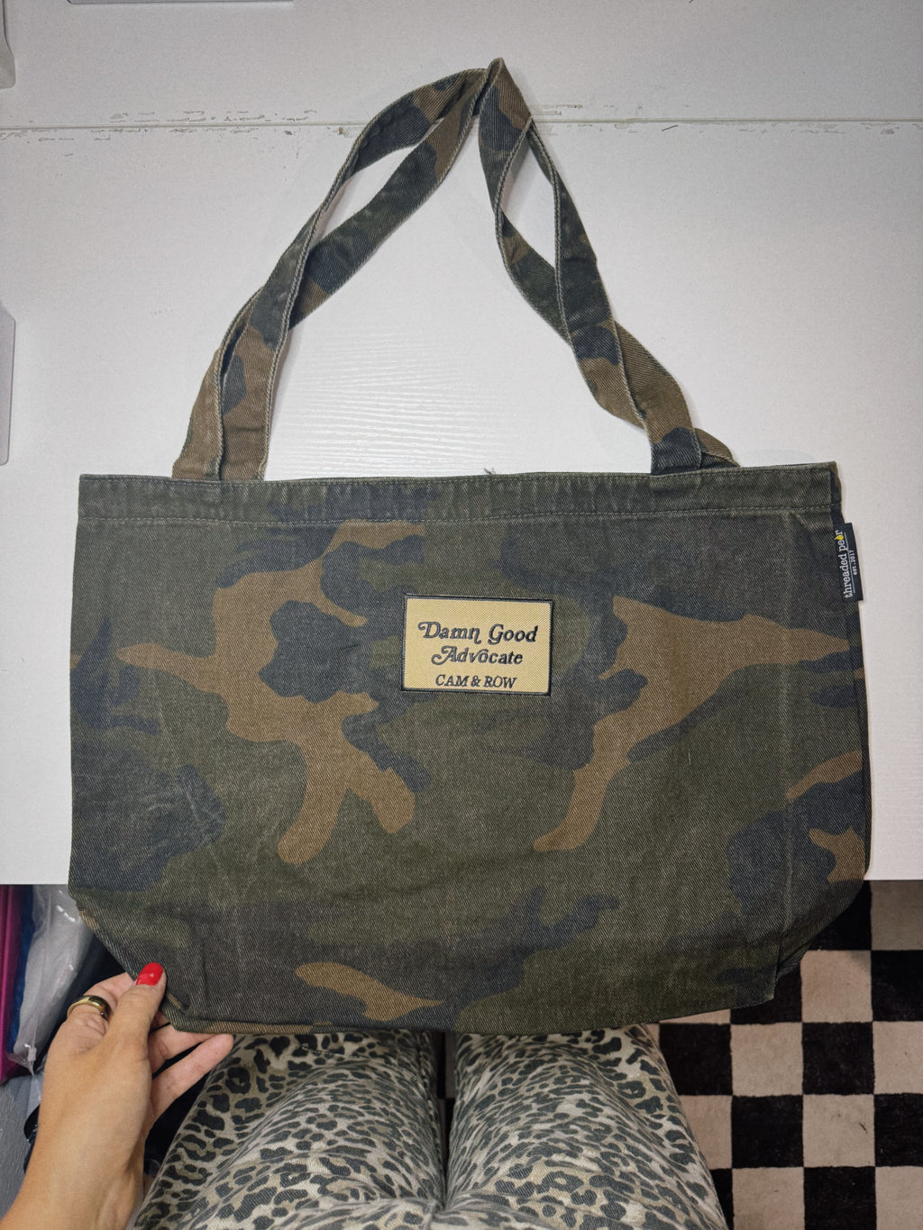 Oops!! "Damn Good Advocate" Camouflage Tote Bag