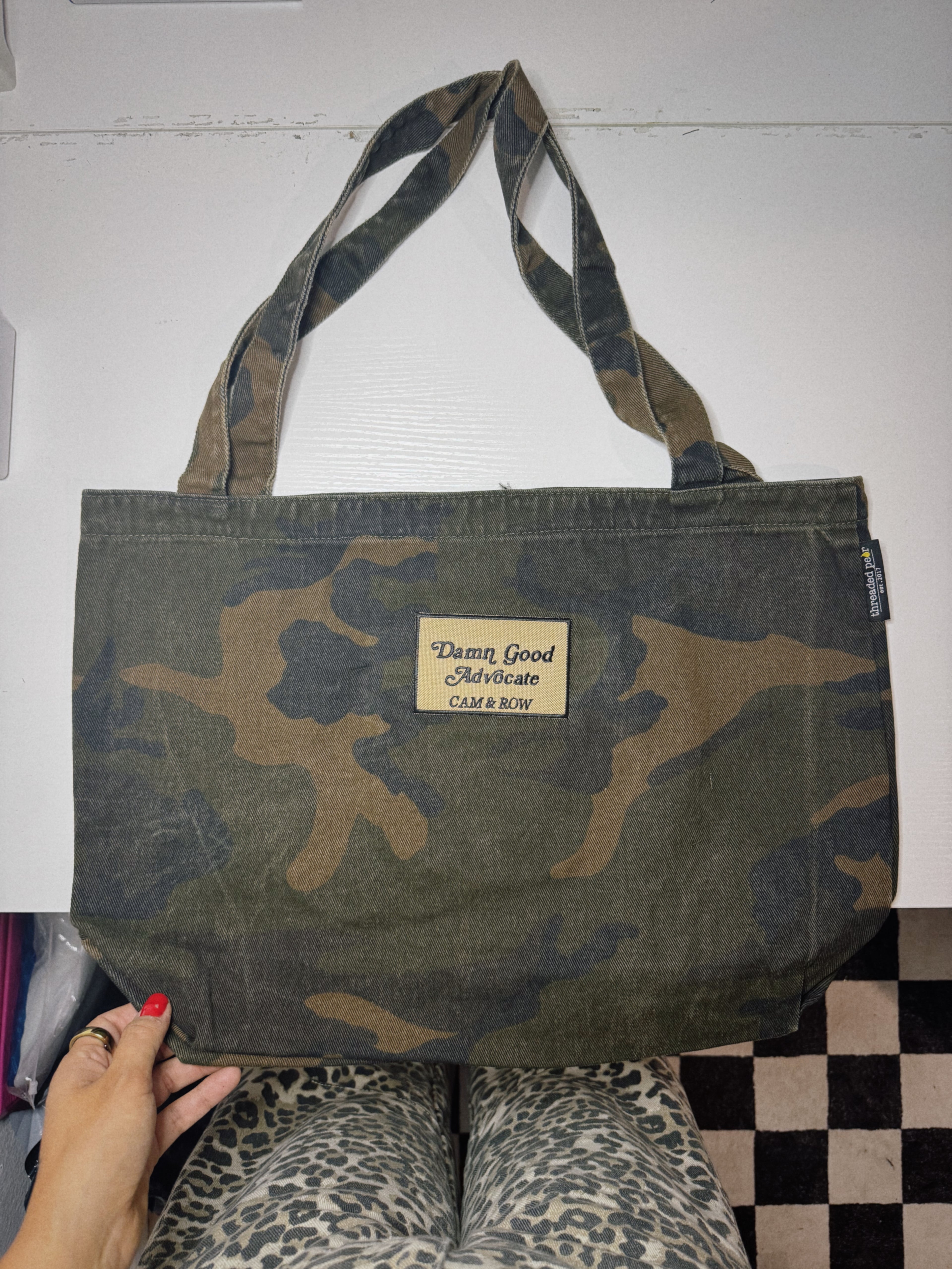 Oops!! "Damn Good Advocate" Camouflage Tote Bag