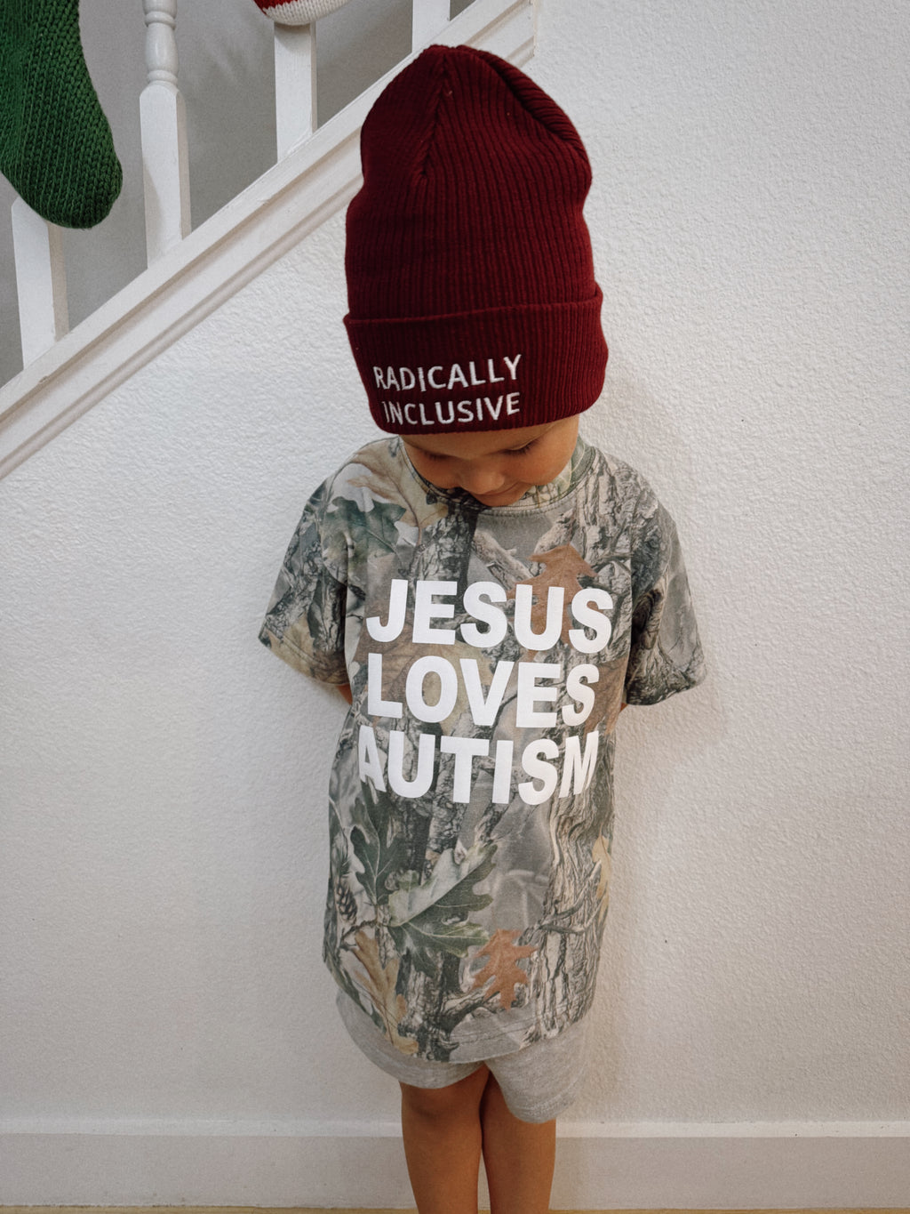 Kids Vintage Camo “Jesus Loves Autism” Cotton Collective T-Shirt
