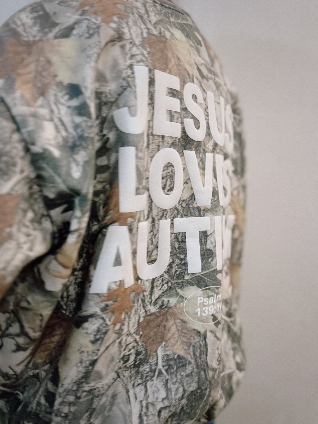Vintage Camo "Jesus Loves Autism" Cotton Collective Crewneck