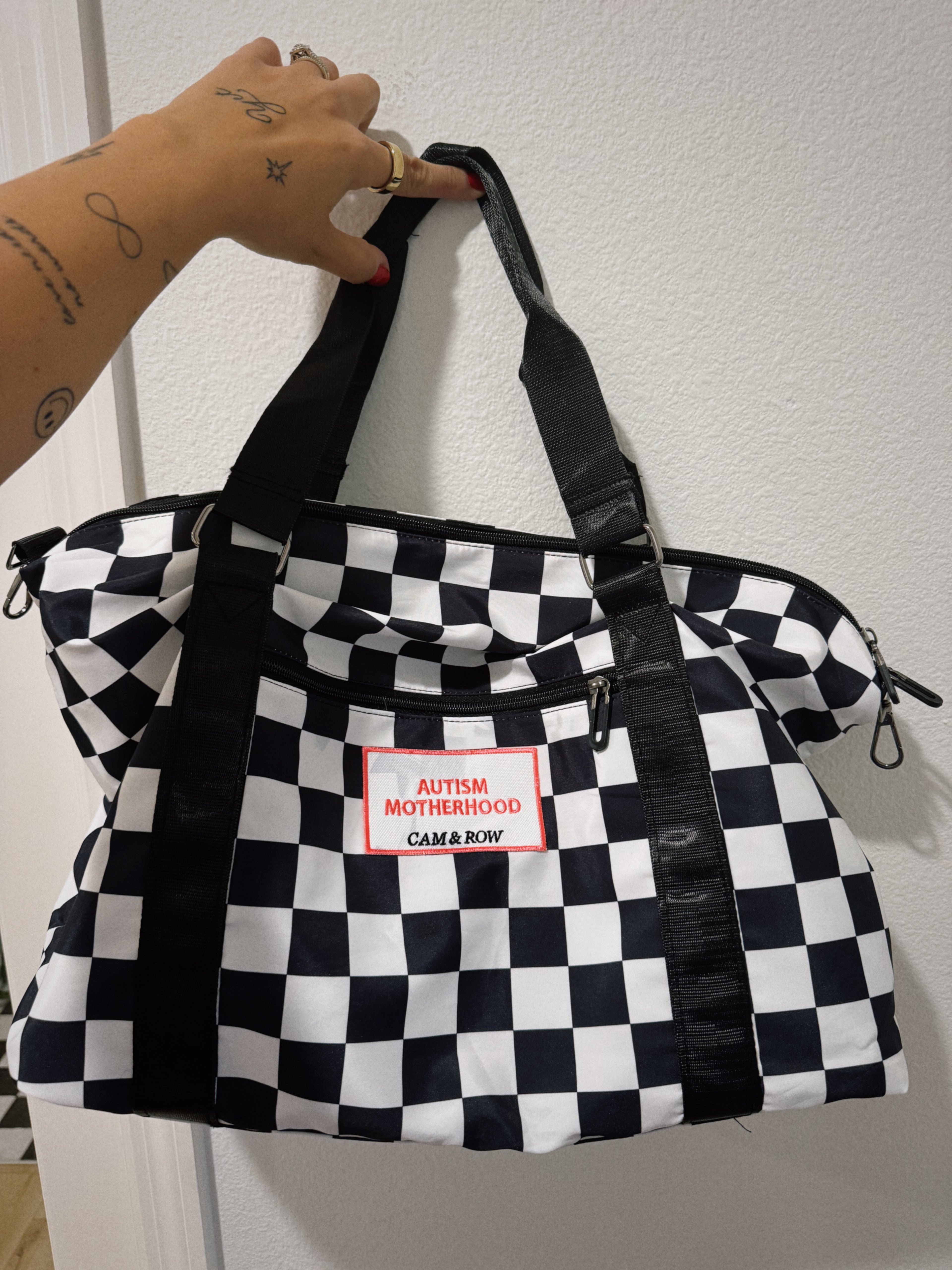 OOPS!! Check Duffle Travel Patch Bag