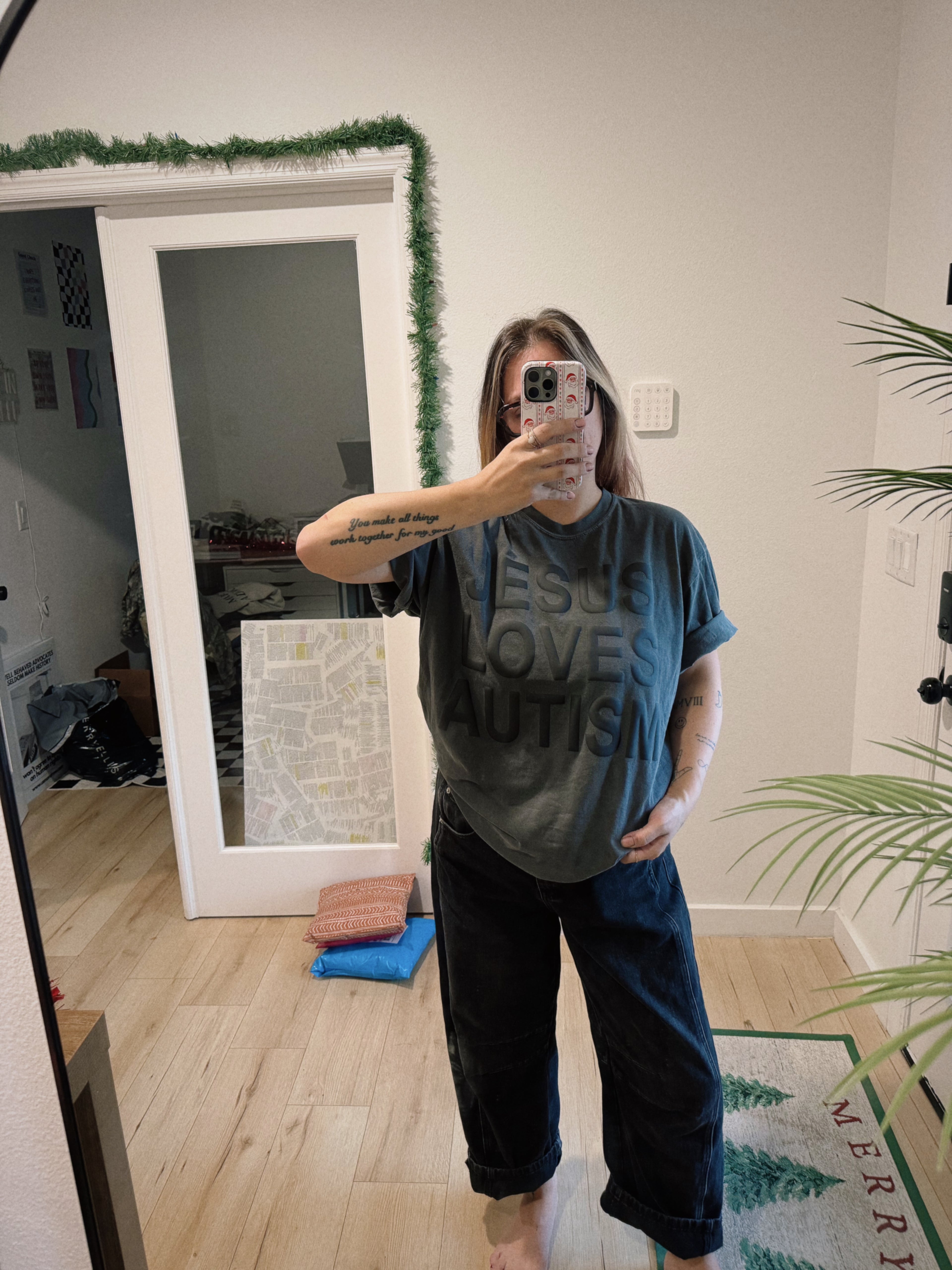 Unisex "Jesus Loves Autism" Pepper Puff Print T-Shirt