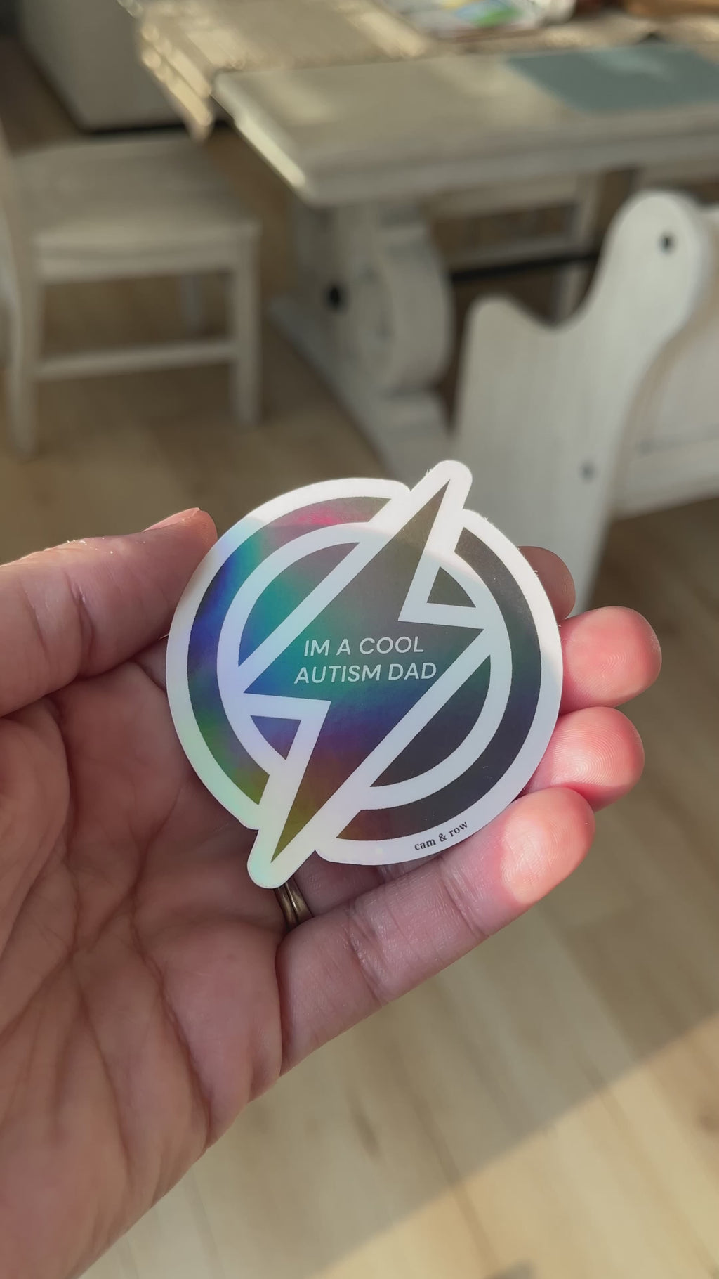 I’m A Cool Autism Dad Bolt Holographic Sticker