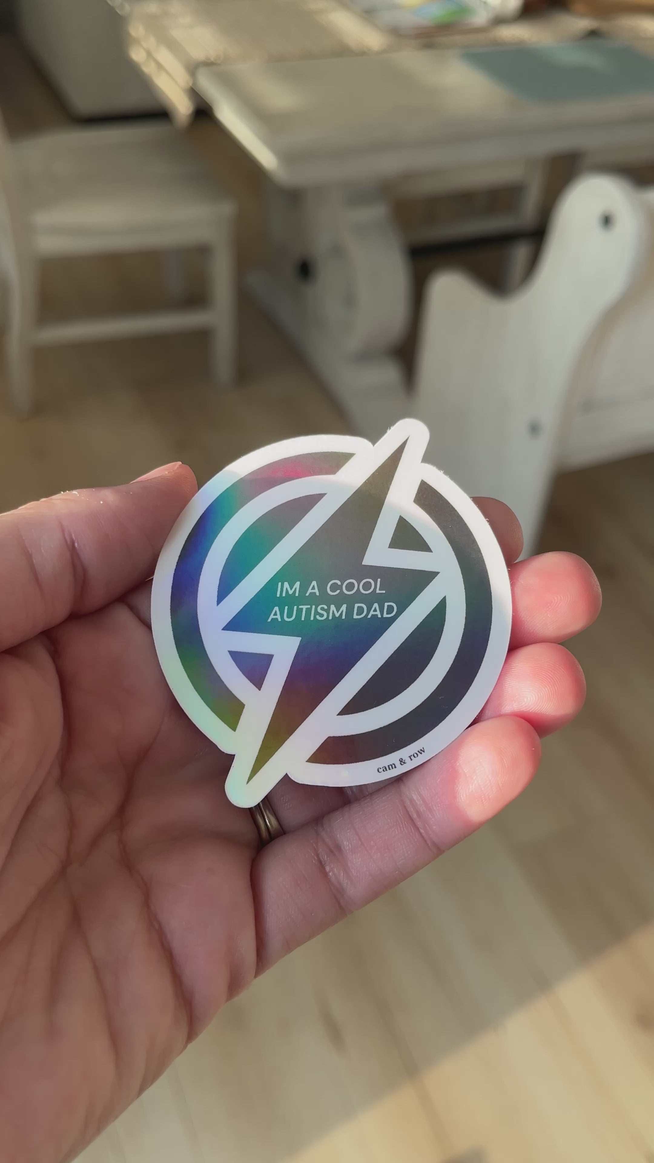 I’m A Cool Autism Dad Bolt Holographic Sticker